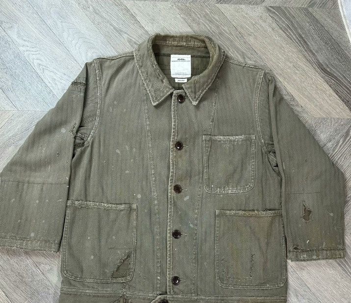 image of Visvim 18Ss Benny Jkt Crash (Herringbone) Jacket in Green, Men's (Size Small)