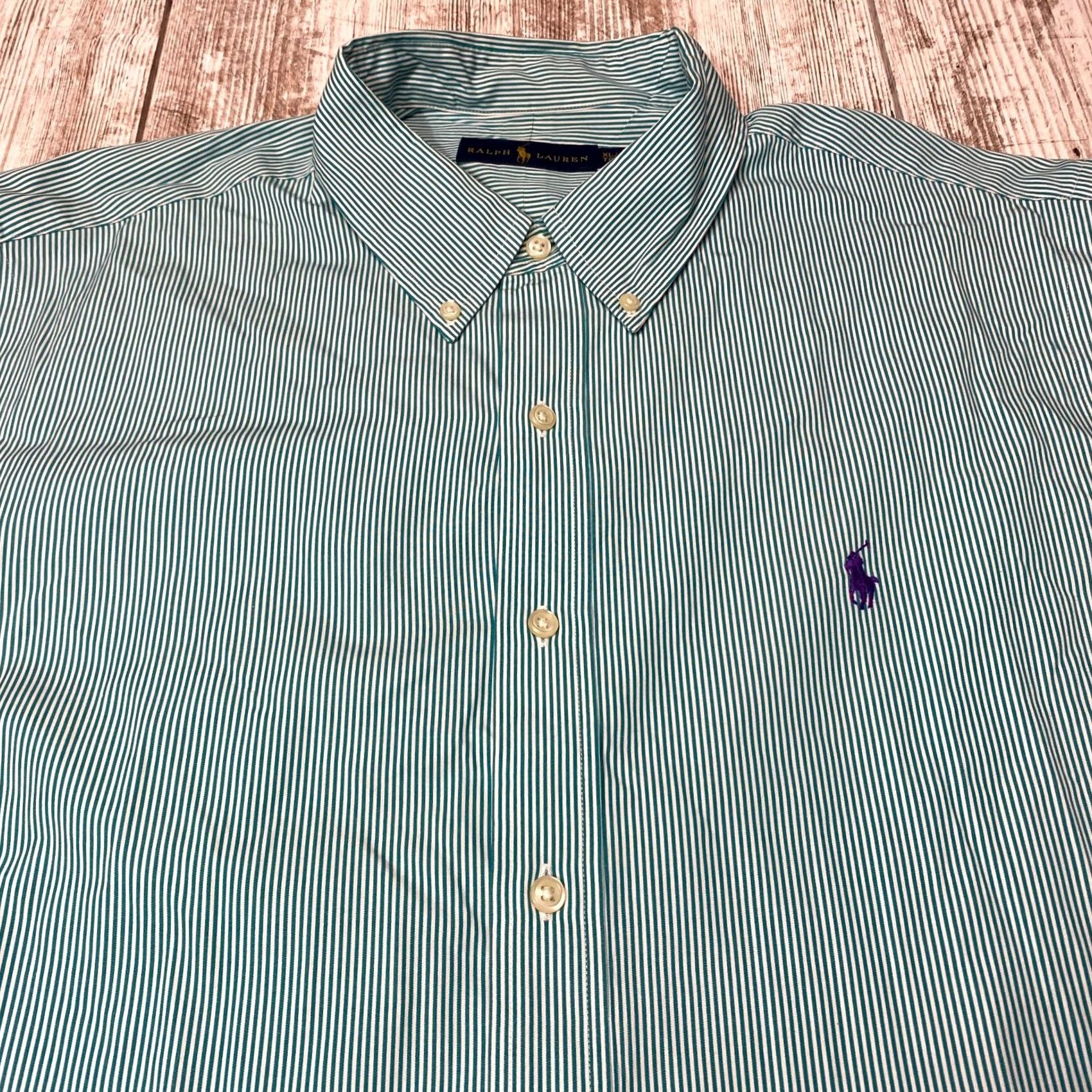 Ralph Lauren Ralph Lauren Shirt Mens XL Long Sleeve Button Up Green Striped 100% Cotton 7487 Size US XL / EU 56 / 4 - 5 Thumbnail