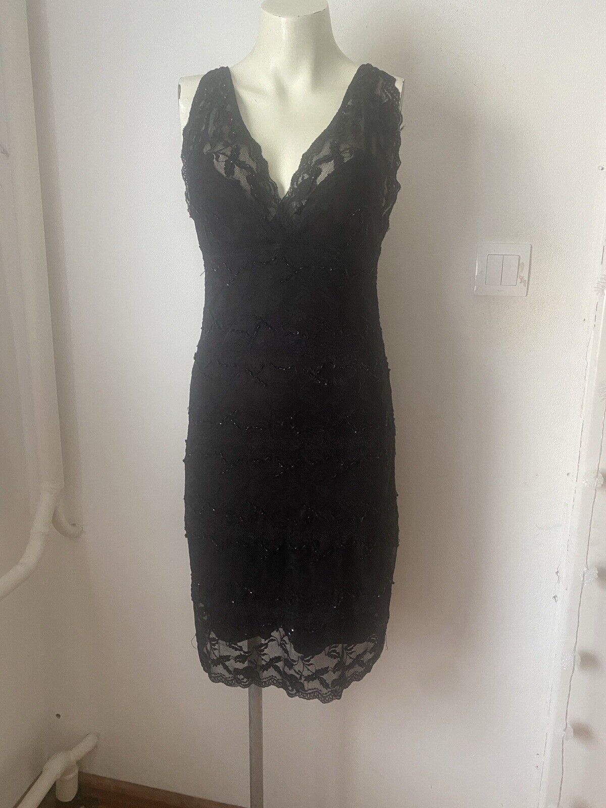 Vintage Orsay Party Dress Mini Beaded Black Size 10 A24 Size M / US 6-8 / IT 42-44 - 1 Thumbnail