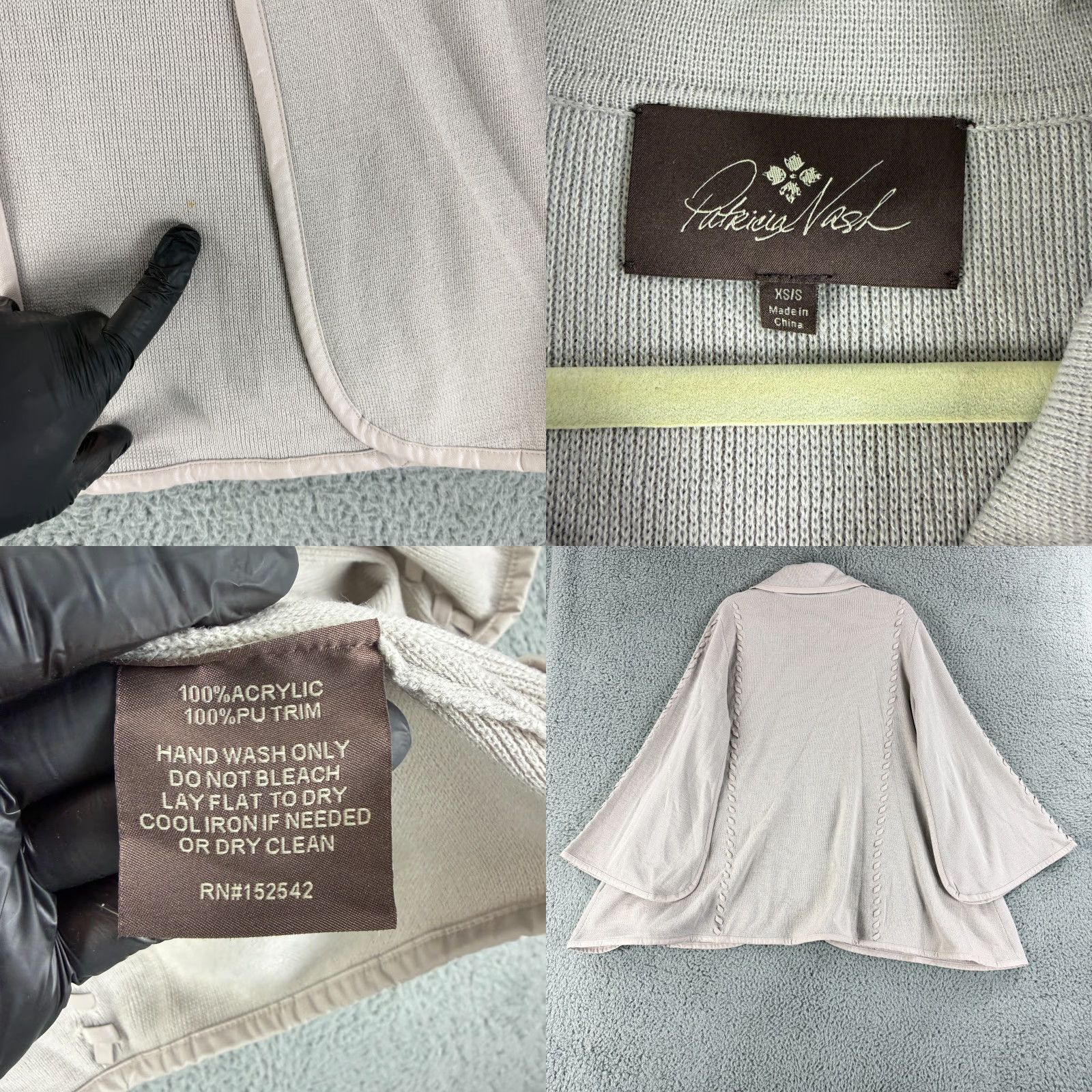 Patricia Nash Patricia Nash Sleeved Cape Sweater Womens XS/S Gray Open Front Clasp Collar Size XS / US 0-2 / IT 36-38 - 8 Thumbnail