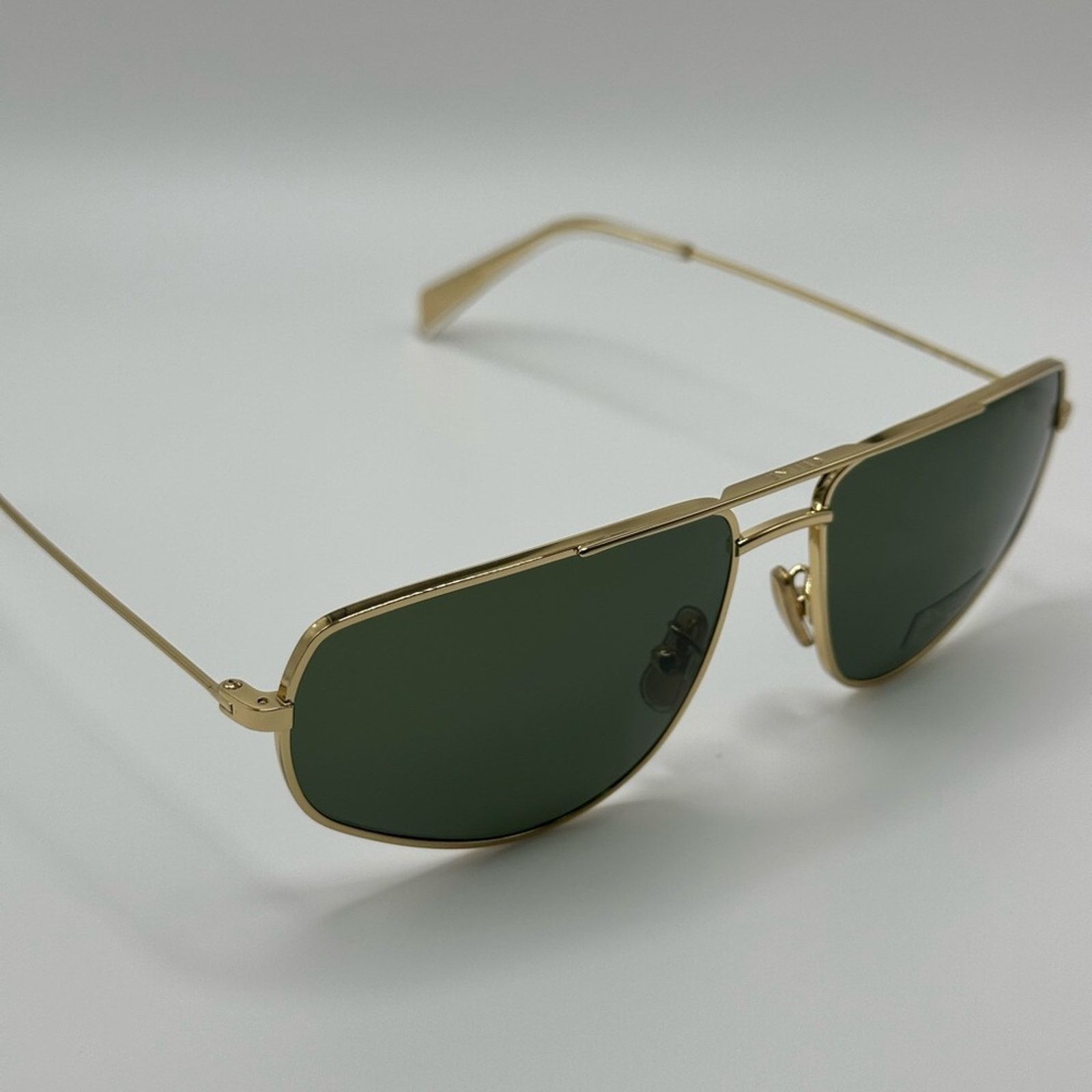 NEW CELINE Sunglasses CL40083U 6030N Gold Aviator Green Lens