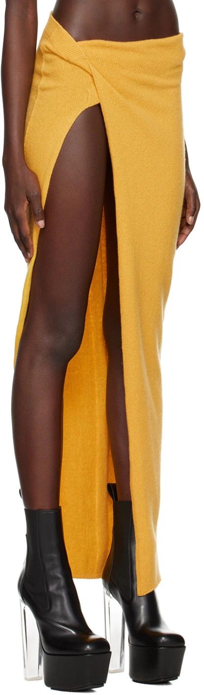 Rick Owens o1y0126 Mini Skirt in Mustard Size 27" / US 4 / IT 40 - 2 Thumbnail