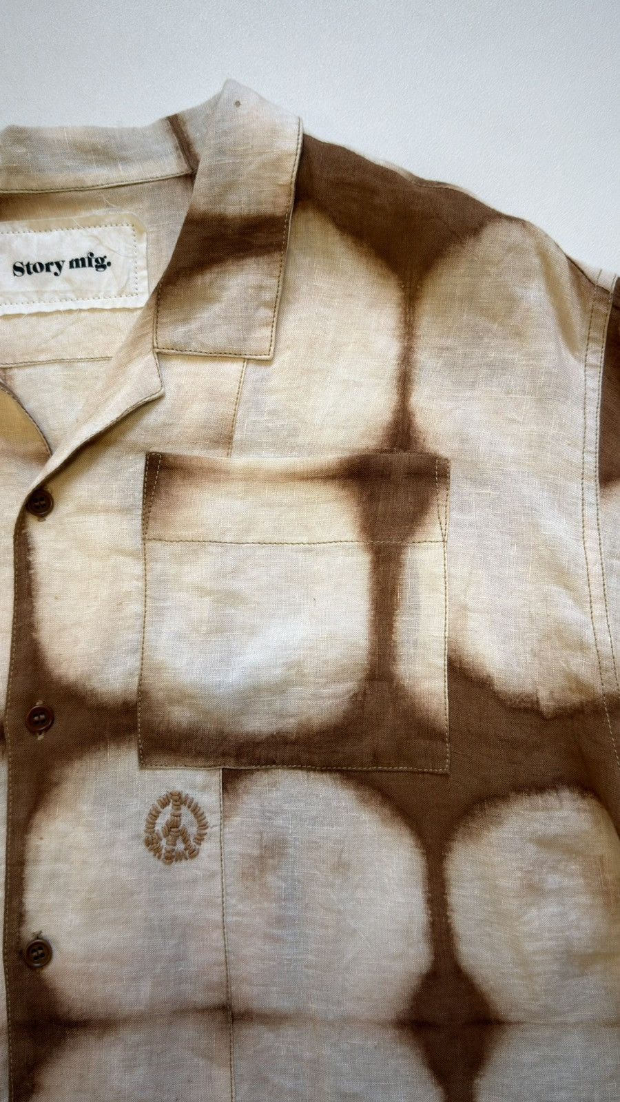 Story Mfg. Brown/Cream ‘Peace Tie Dye’ Shirt Size US XL / EU 56 / 4 - 8 Thumbnail