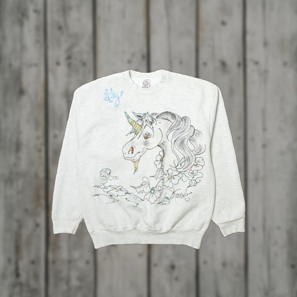 Vintage VINTAGE Munsingwear Hand-painted Unicorn Sweatshirt Shirt Adult Large Grey Cotton / Polyester Long Sleeve Queens Mens Womens Boys Girls Size US L / EU 52-54 / 3 - 1 Thumbnail