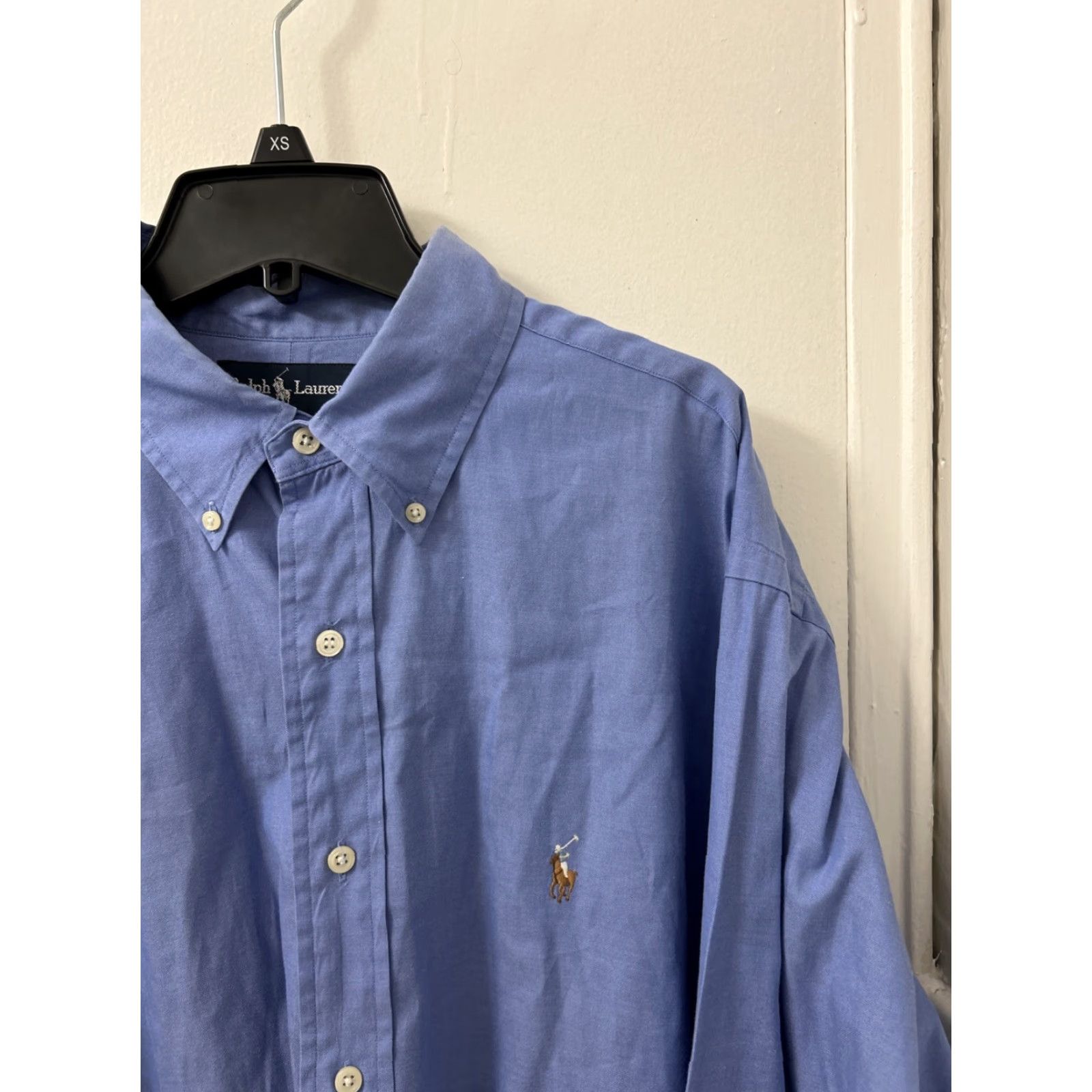 Polo Ralph Lauren Ralph Lauren Shirt Mens 17-35 Blue Button-Down Long Sleeve Pinpoint Oxford L/S Collared Button-Up Regular Size US XL / EU 56 / 4 - 4 Thumbnail