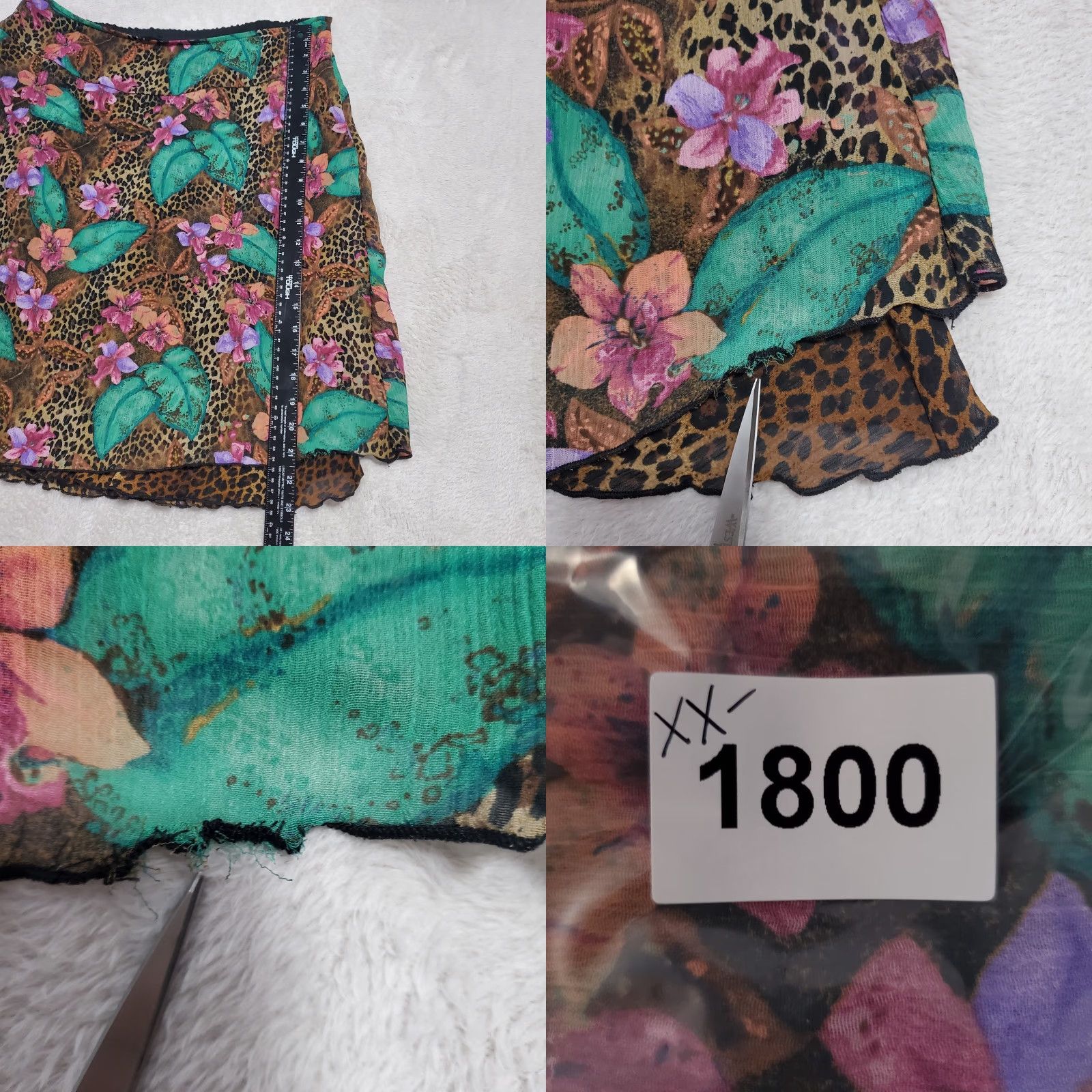 Vintage RQT Skirt Women L Brown Animal Tropical Floral Print A-Line Side Zip Lined FLAW Size 36" / US 14 / IT 50 - 8 Thumbnail