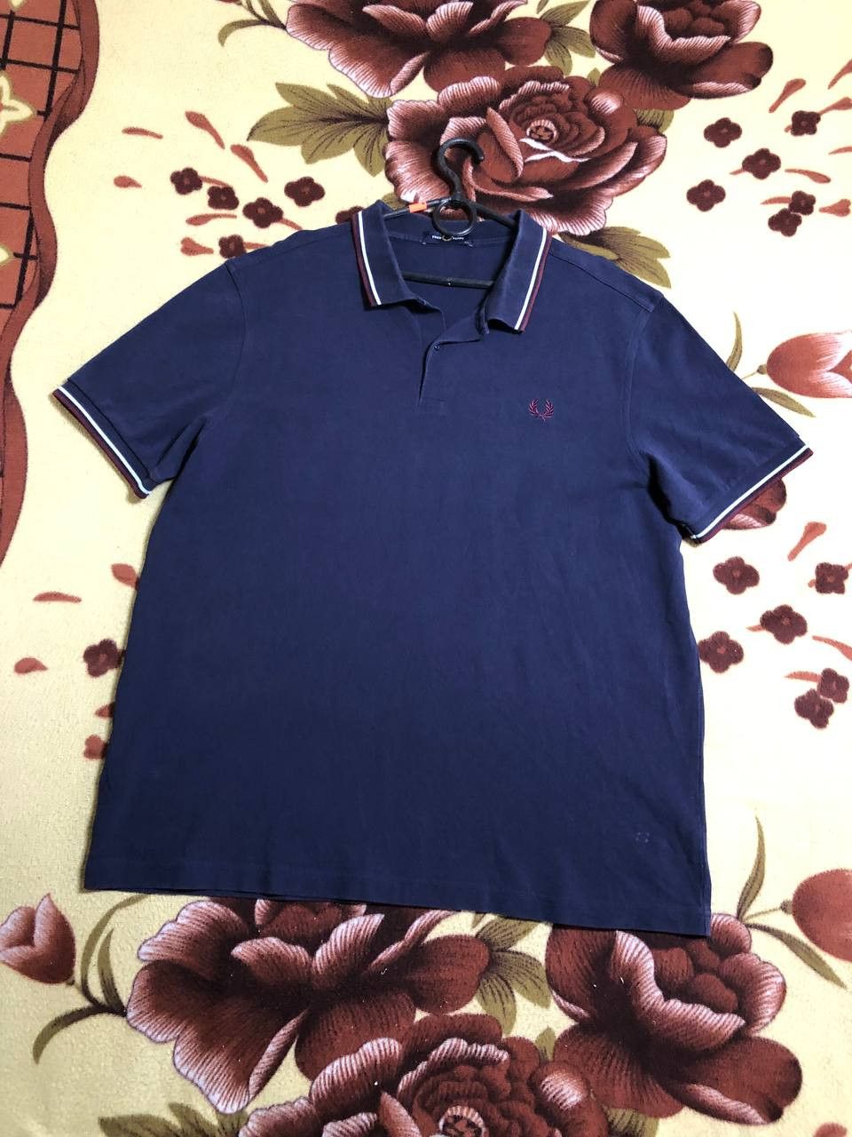 Fred Perry Fred Perry Men’s Polo Shirt Embroidered Logo Navy Striped Size US XXL / EU 58 / 5 - 1 Thumbnail