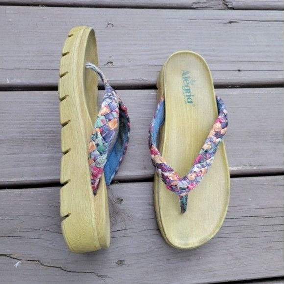 Other Alegria Blue Multi Floral Rainbow Braided Flip Flop Thong Pl Size US 9.5 / IT 39.5 - 2 Thumbnail