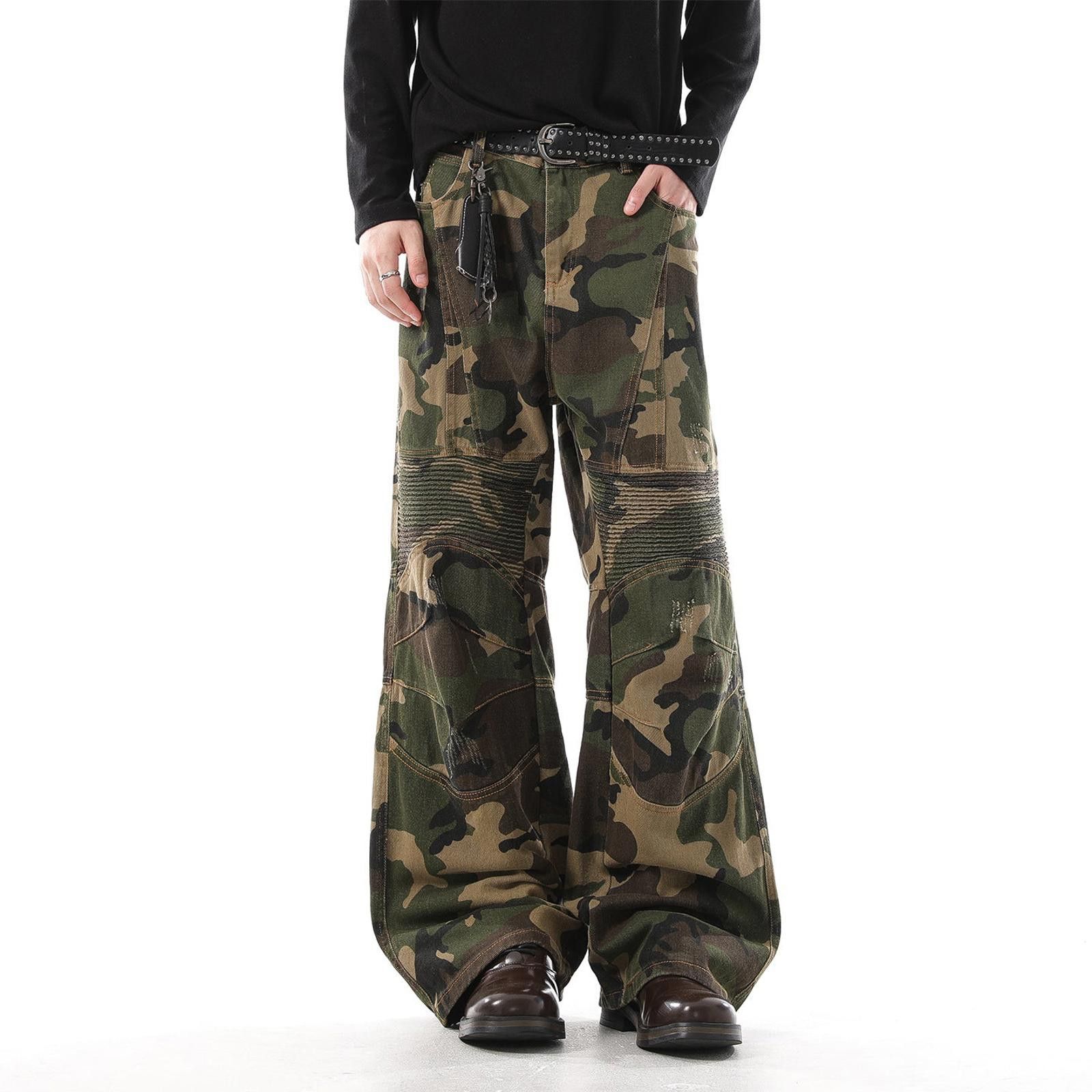 Vintage Camouflage Baggy Cargo Pants, Wide Leg Utility Pants Size US 32 / EU 48 - 3 Thumbnail
