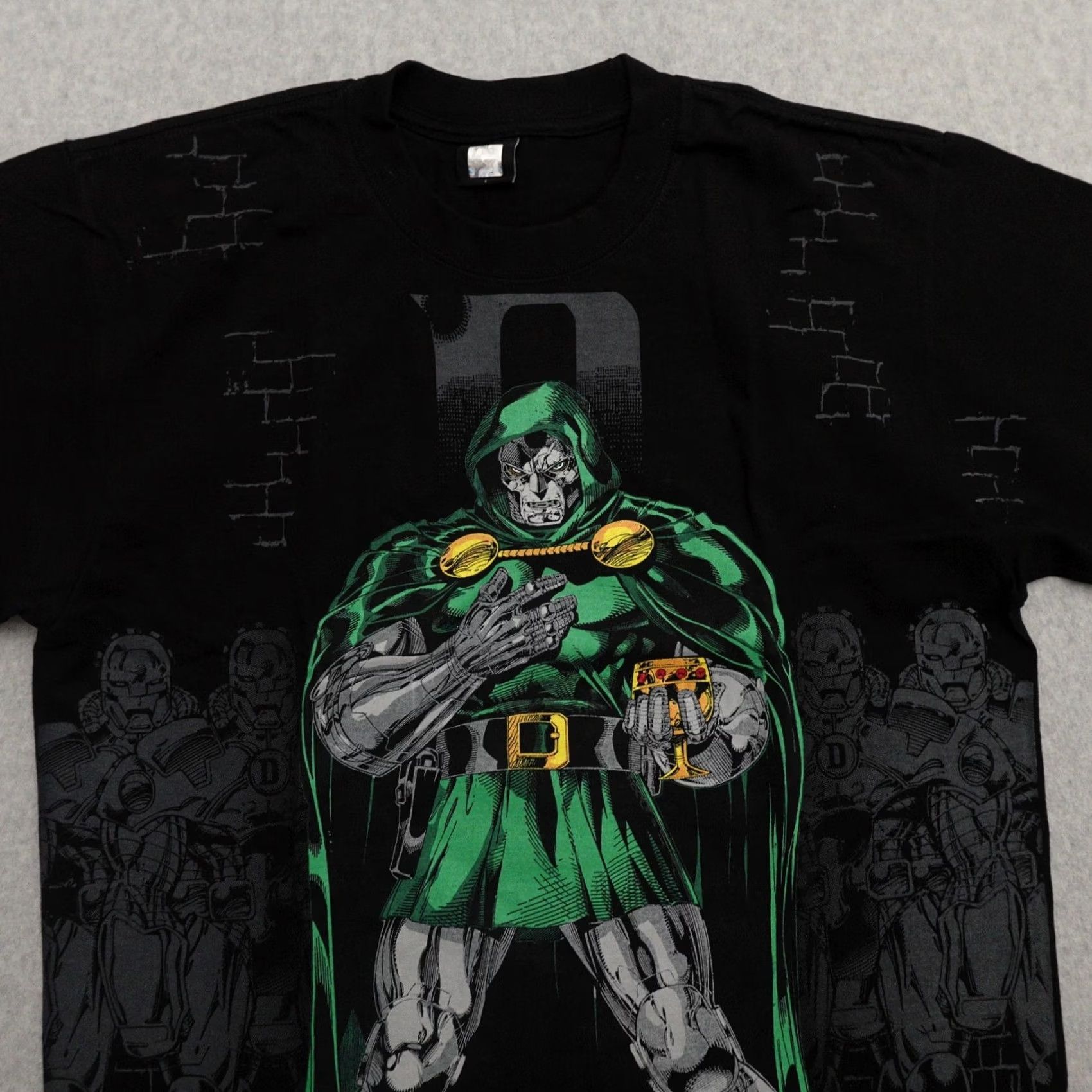 Vintage MASK AND DISGUISE T-Shirt Mens Large (23X30) Doom Jumbo Print Black Gray Short Sleeve Shirt Regular Fit Size US L / EU 52-54 / 3 - 7 Thumbnail