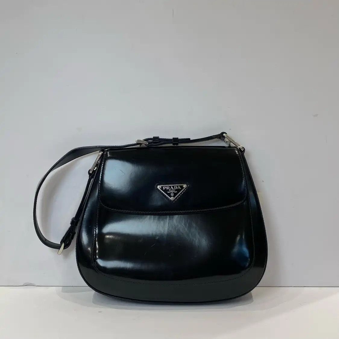 Prada PRADA Cleo black cowhide leather shoulder bag silver hardware Size ONE SIZE - 1 Thumbnail