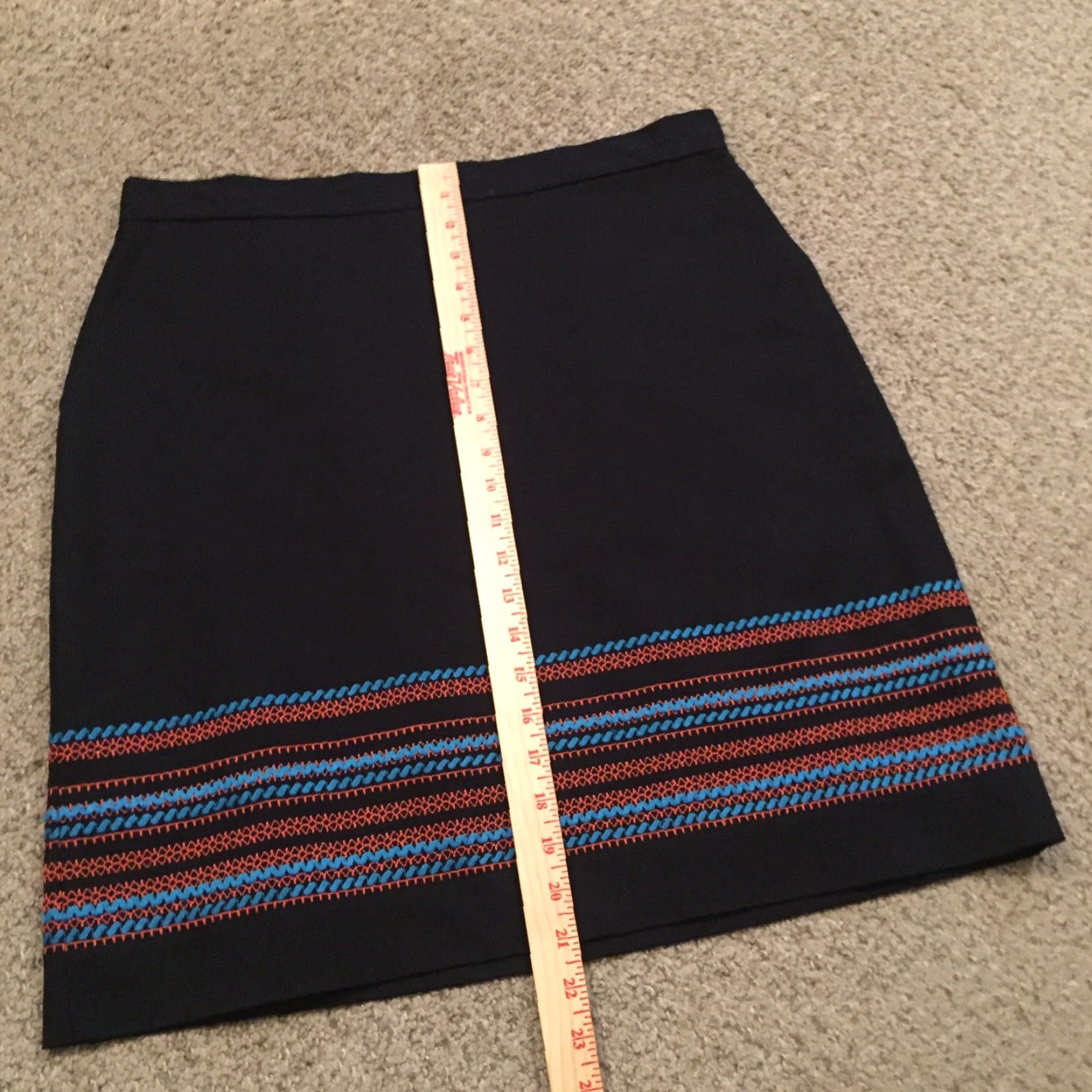 Brooks Brothers Brooks Brothers Skirt 14P Petite Knee Length Blue Striped Embroidered Pencil Women's Size 36" / US 14 / IT 50 - 5 Thumbnail