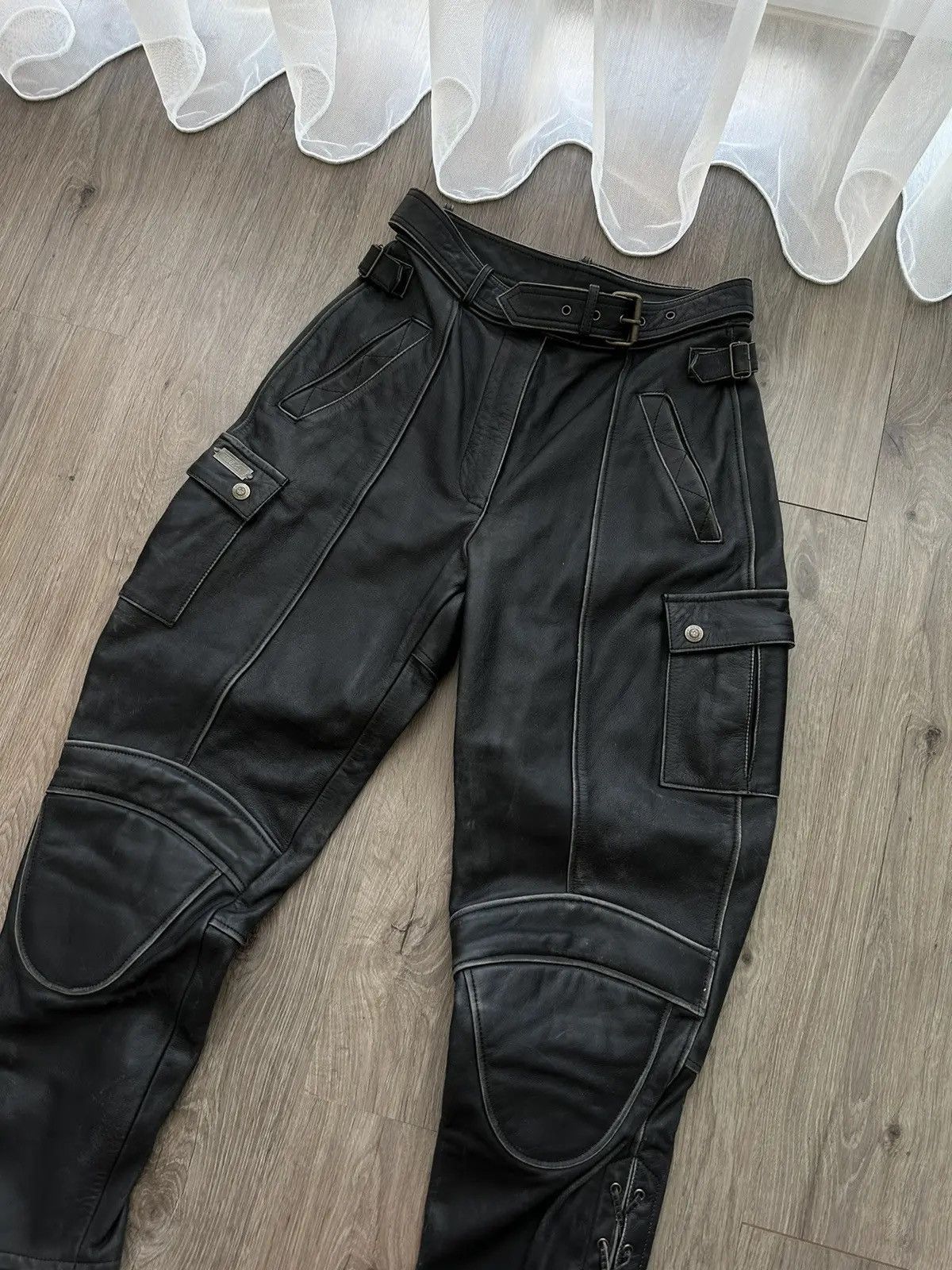 Genuine Leather × Vintage Vintage Genuine Leather Chicago Moto Cargo Black Pants Size US 34 / EU 50 - 5 Thumbnail
