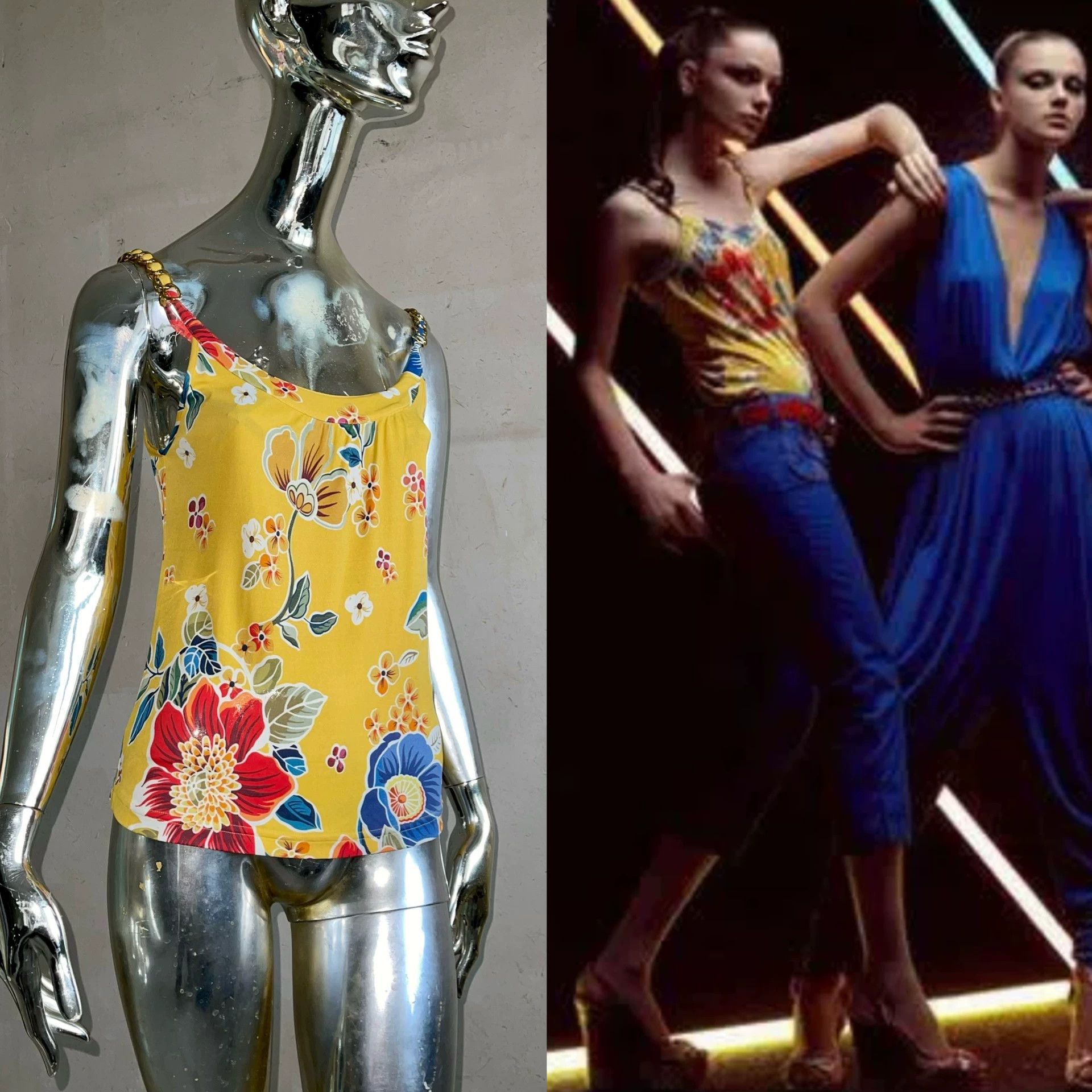 Dolce & Gabbana D&G Vibrant Floral Print Metal Chain Camisole 42 Size M / US 6-8 / IT 42-44 - 1 Thumbnail