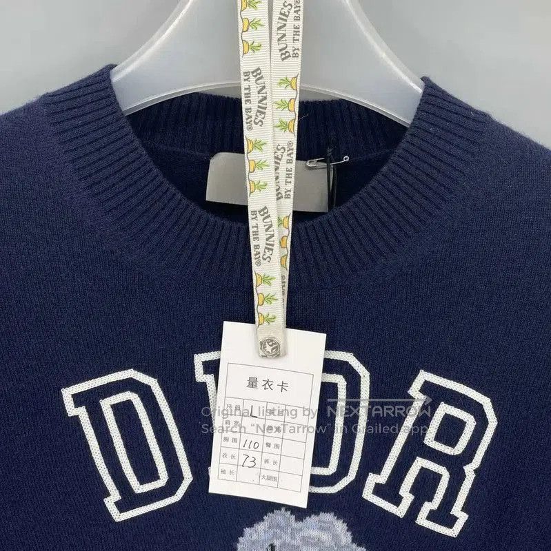 Dior Dior Navy Wool Sweater with Embroidery . Size US L / EU 52-54 / 3 - 7 Thumbnail