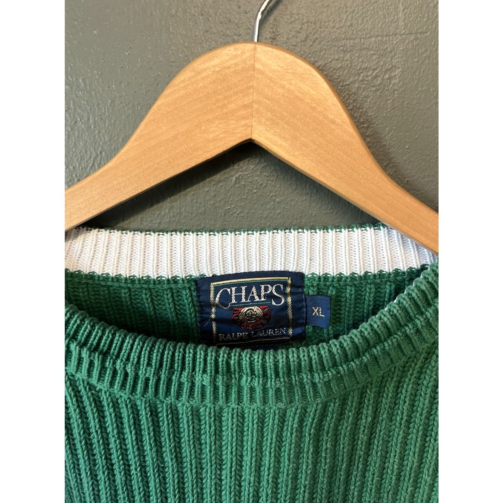 Chaps VINTAGE Chaps Ralph Lauren Mens Green Ribbed Striped Pullover Sweatshirt XL Size XL Men Size US XL / EU 56 / 4 - 3 Thumbnail