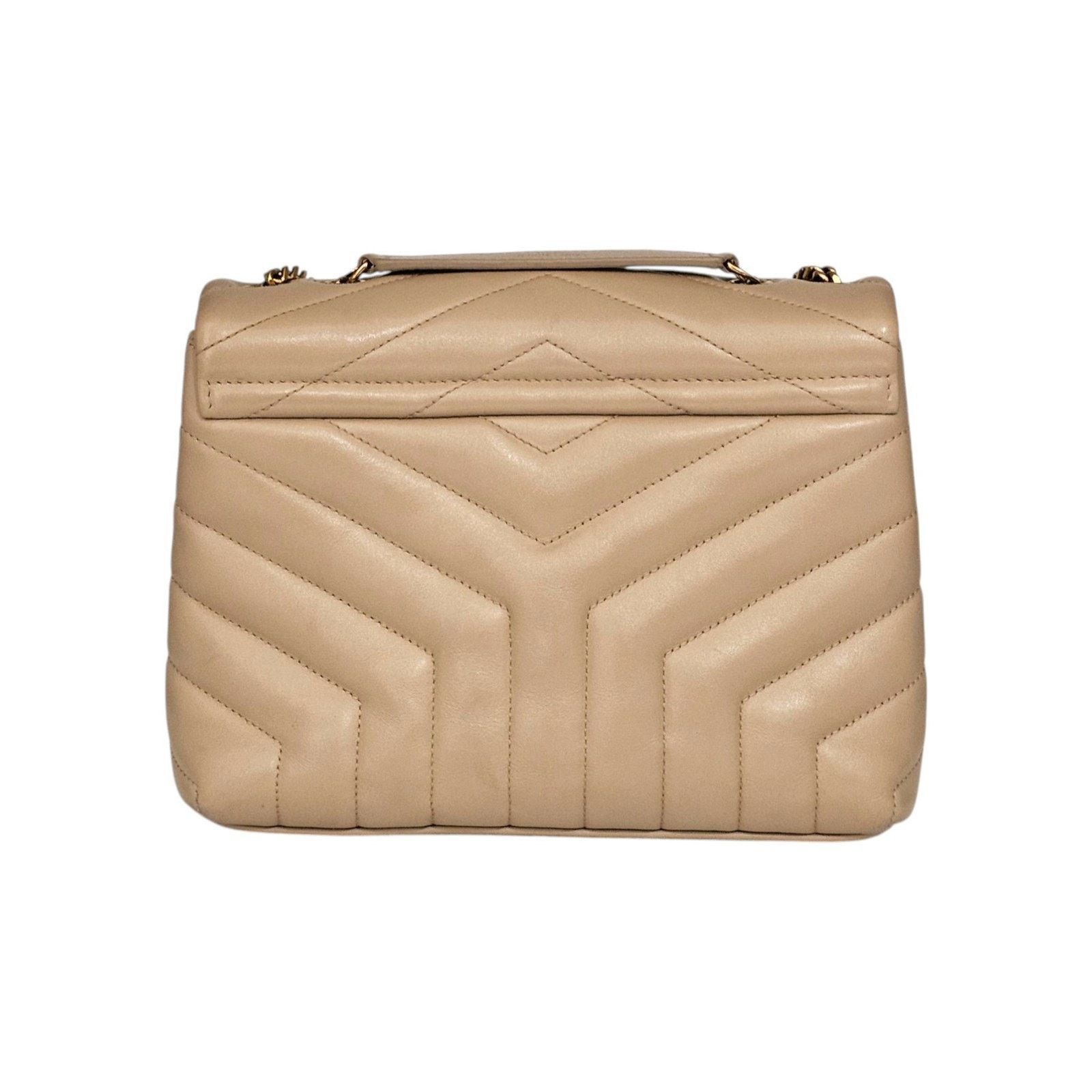 Saint Laurent Paris YSL Loulou Medium Shoulder Bag Leather Chain Bag Beige $3200 Size ONE SIZE - 2 Thumbnail