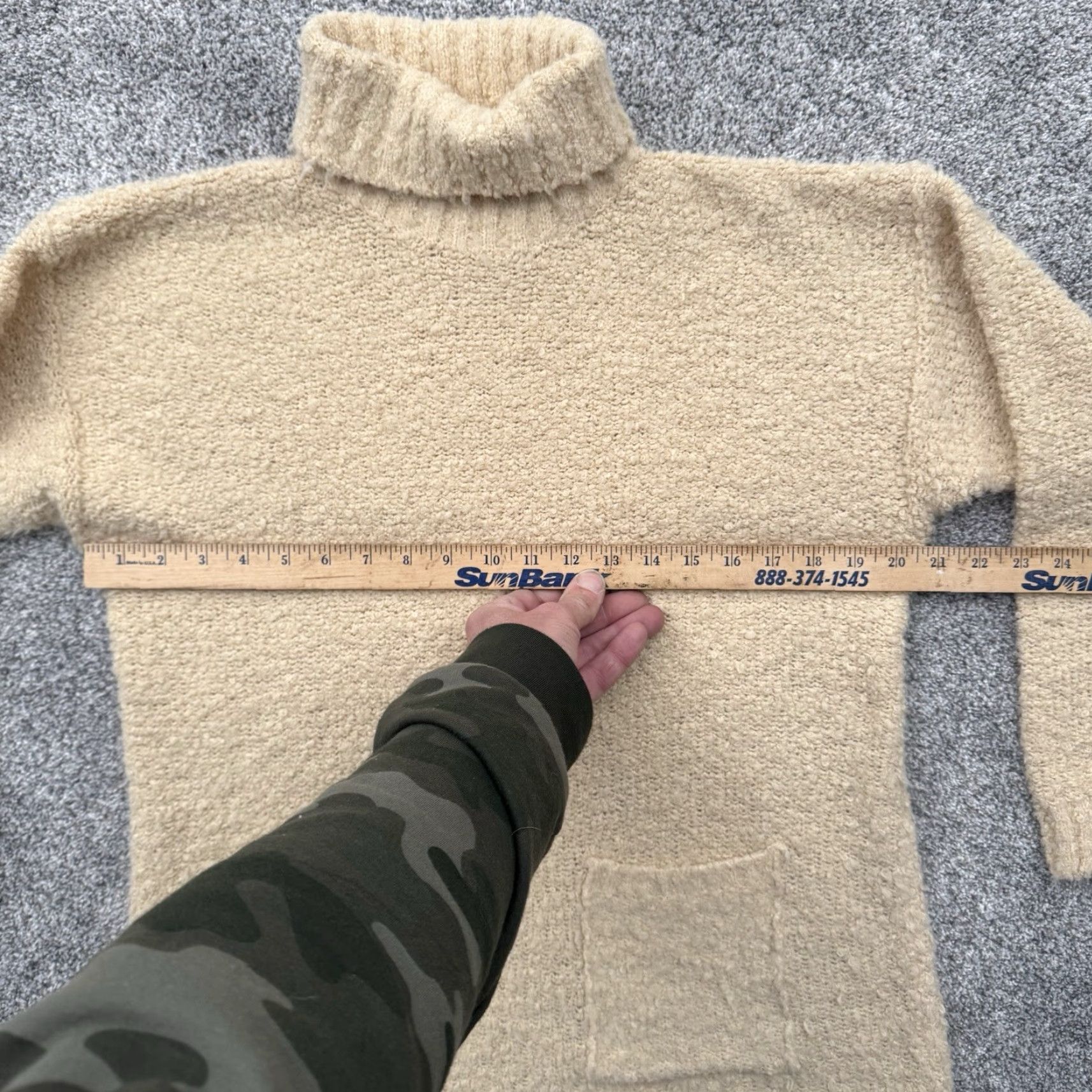 Vintage VINTAGE Cream 90s AM Sport Sweater Womens Medium Turtleneck Pockets Knit Pullover Warm Beige Size M / US 6-8 / IT 42-44 - 3 Thumbnail