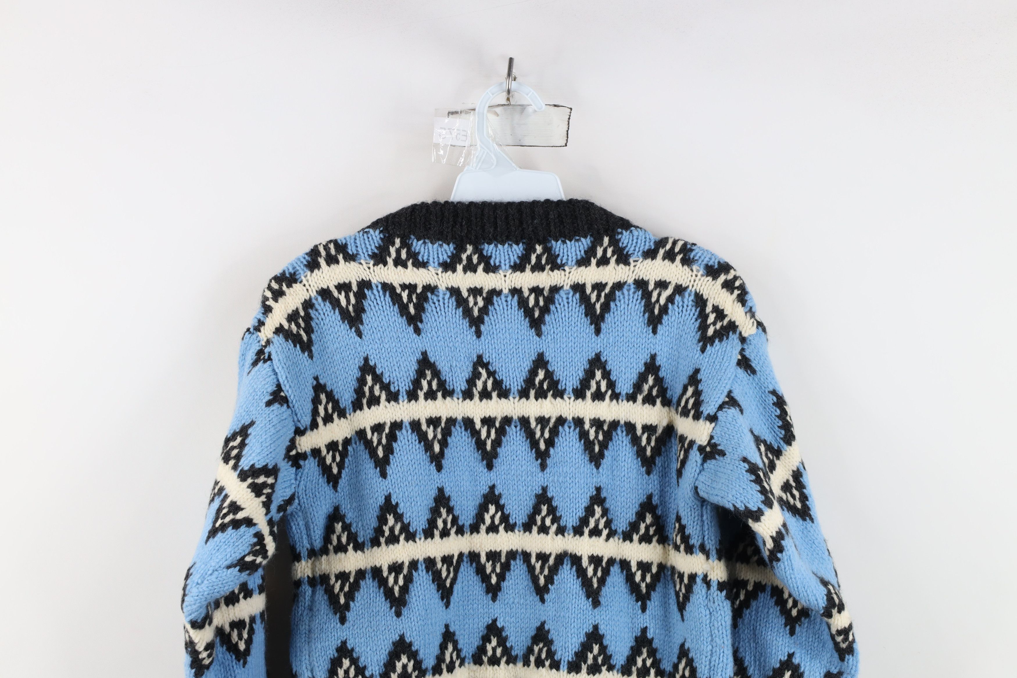 Vintage Vintage 50s 60s Rockabilly Wool Striped Diamond Knit Sweater Size XS / US 0-2 / IT 36-38 - 13 Thumbnail