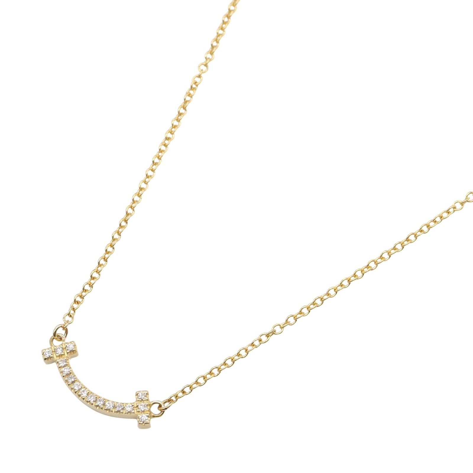 Tiffany & Co. Tiffany Co T Smile Mini Diamond Necklace K18 (Yellow Gold) Clear Size ONE SIZE - 1 Thumbnail