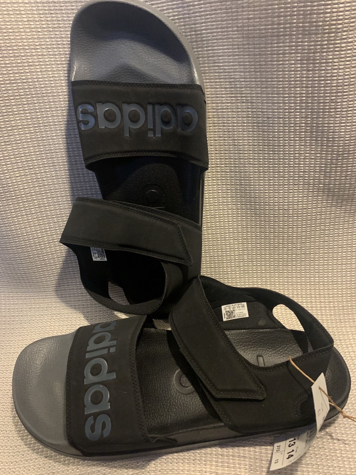 Adidas NEW Adidas Adilette black slides heel strap size 13M/W14 Size US 13 / EU 46 - 3 Thumbnail