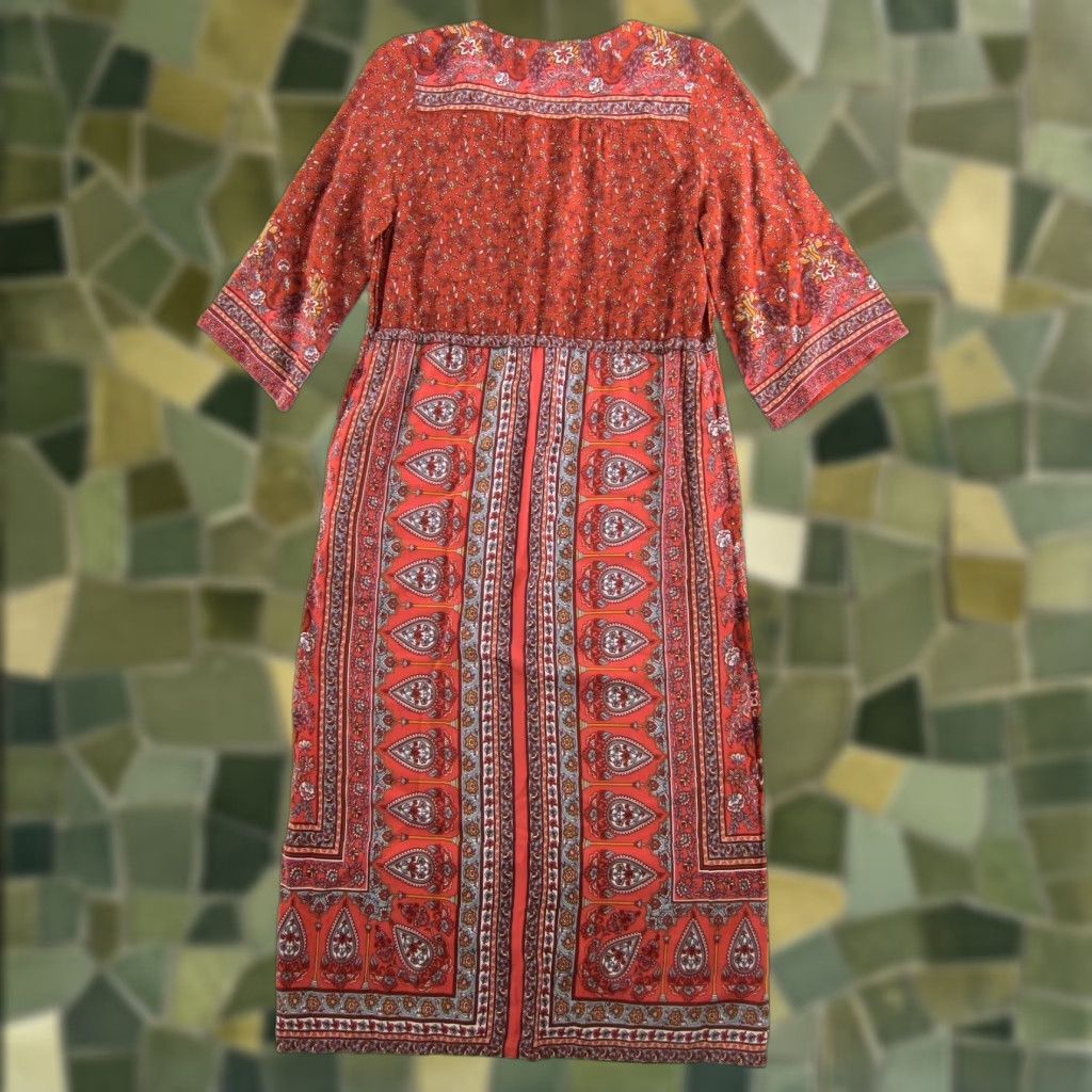 Vintage So Perla Maxi Dress Floral Red Blue Yellow Paisley Pockets Long Sun Dress M Womens Regular Red Floral 2010s Size M / US 6-8 / IT 42-44 - 1 Thumbnail