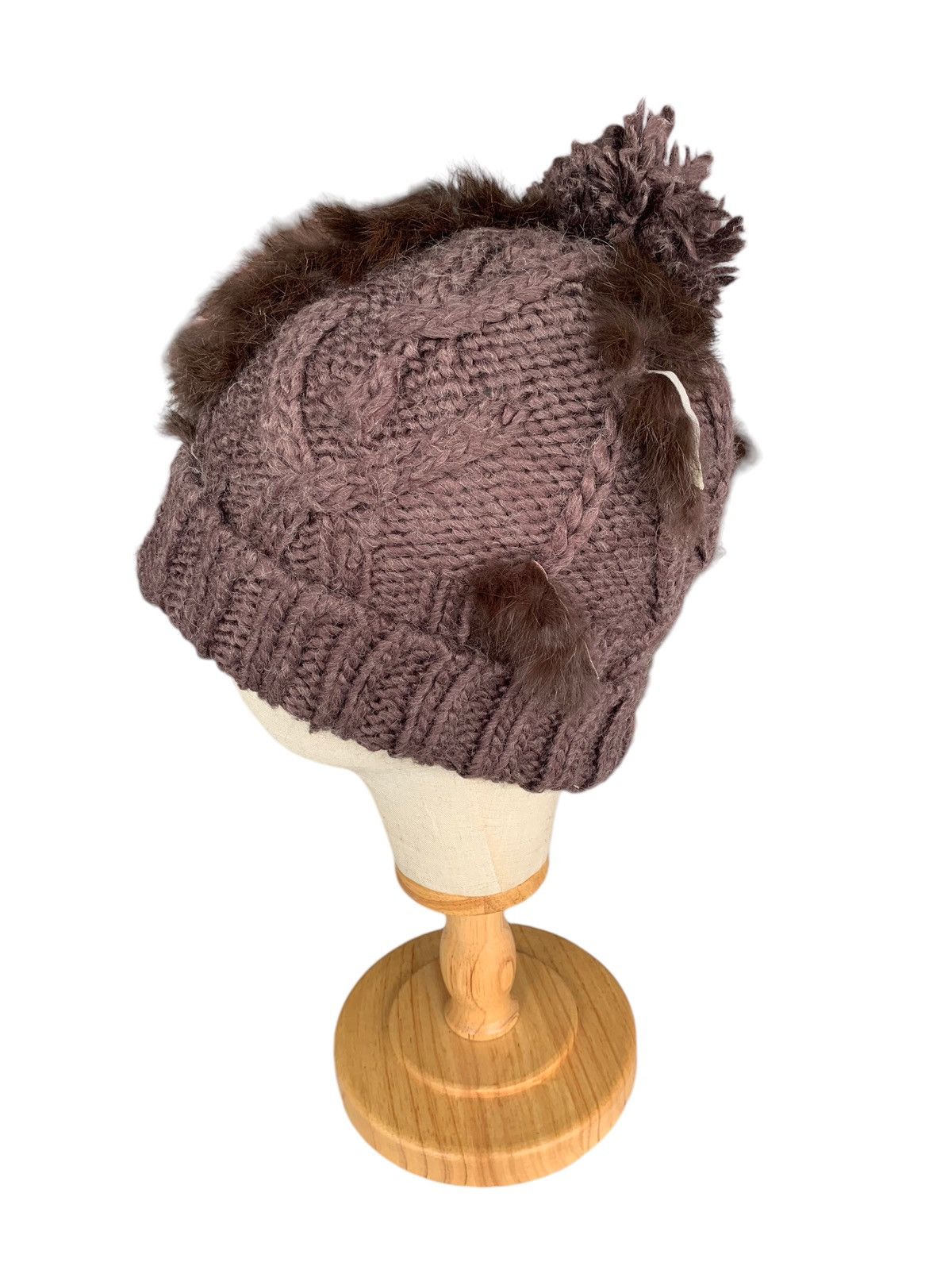 14th Addiction × Japanese Brand × Le Grande Bleu (L.G.B.) Punk Bondage style Fur Distressed crochet knit Beanie hats Size ONE SIZE - 3 Thumbnail