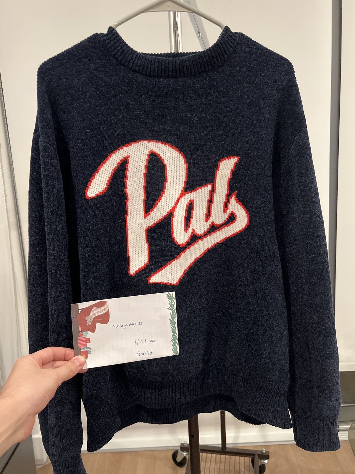 Palace Palace Script Knit Navy | Grailed