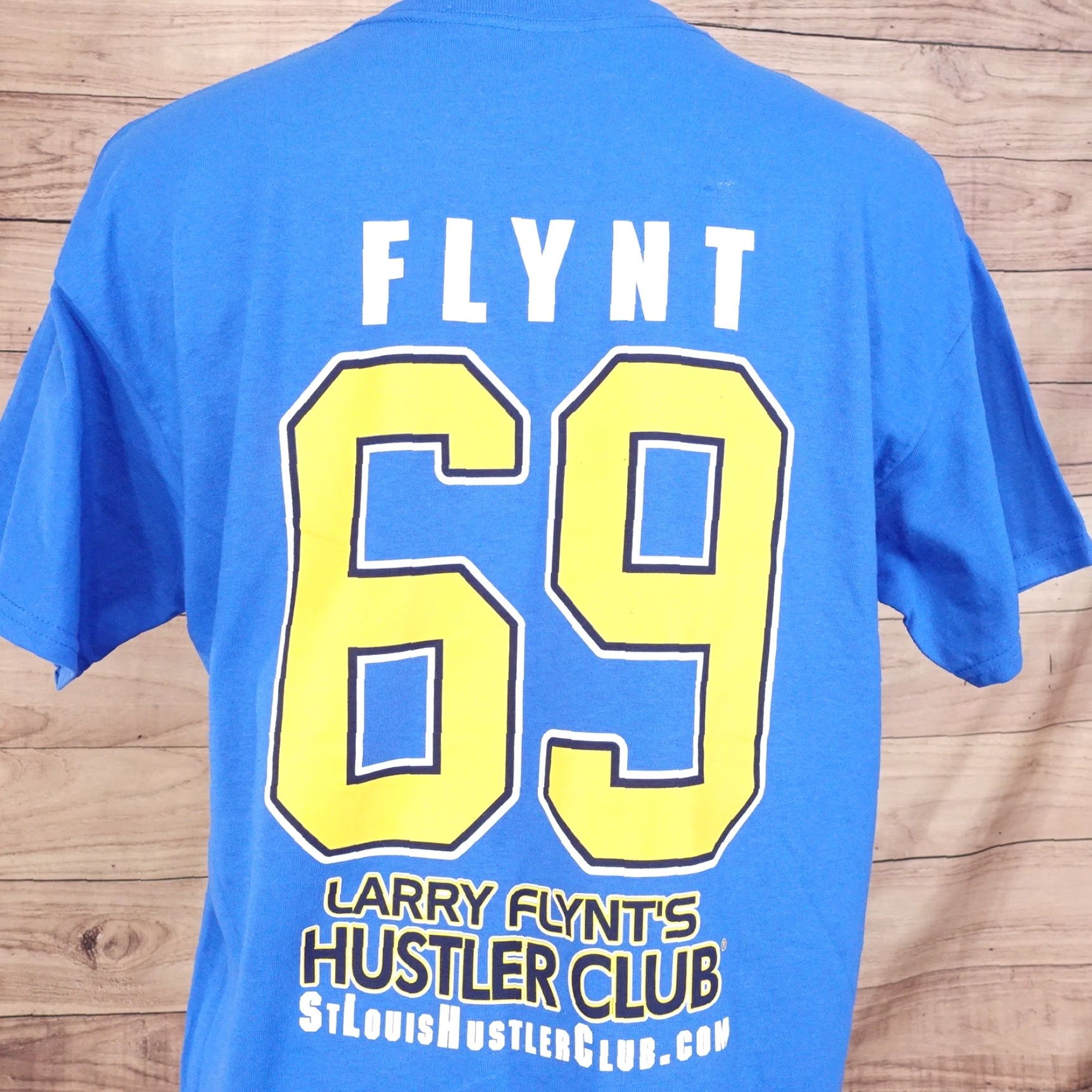 Gildan VINTAGE LARYY FLYNT'S HUSTLE CLUB EAST ST LOUIS BLUES T-SHIRT Adult Large Blue Cotton Short Sleeve Crew Neck Mens Size US L / EU 52-54 / 3 - 4 Thumbnail