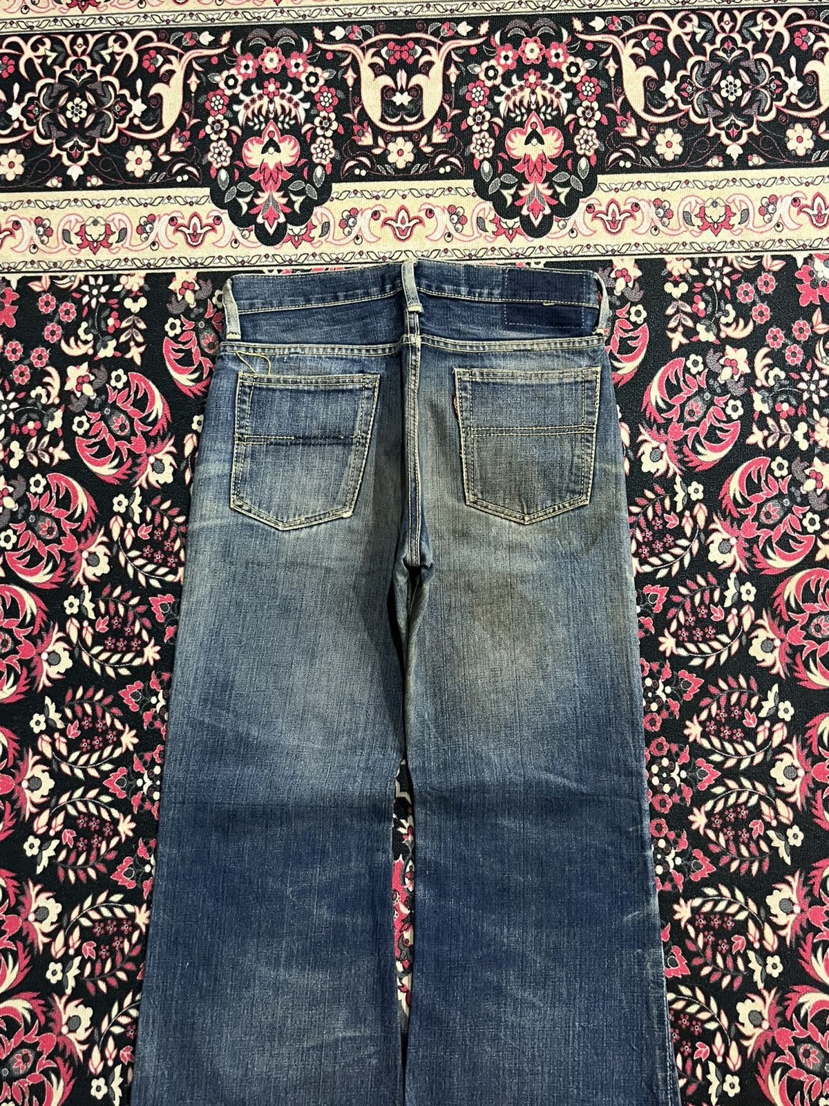 Vintage Vintage 70s Big Stone Bell Bottom Blue Washed Flare Jeans Size US 31 - 7 Thumbnail