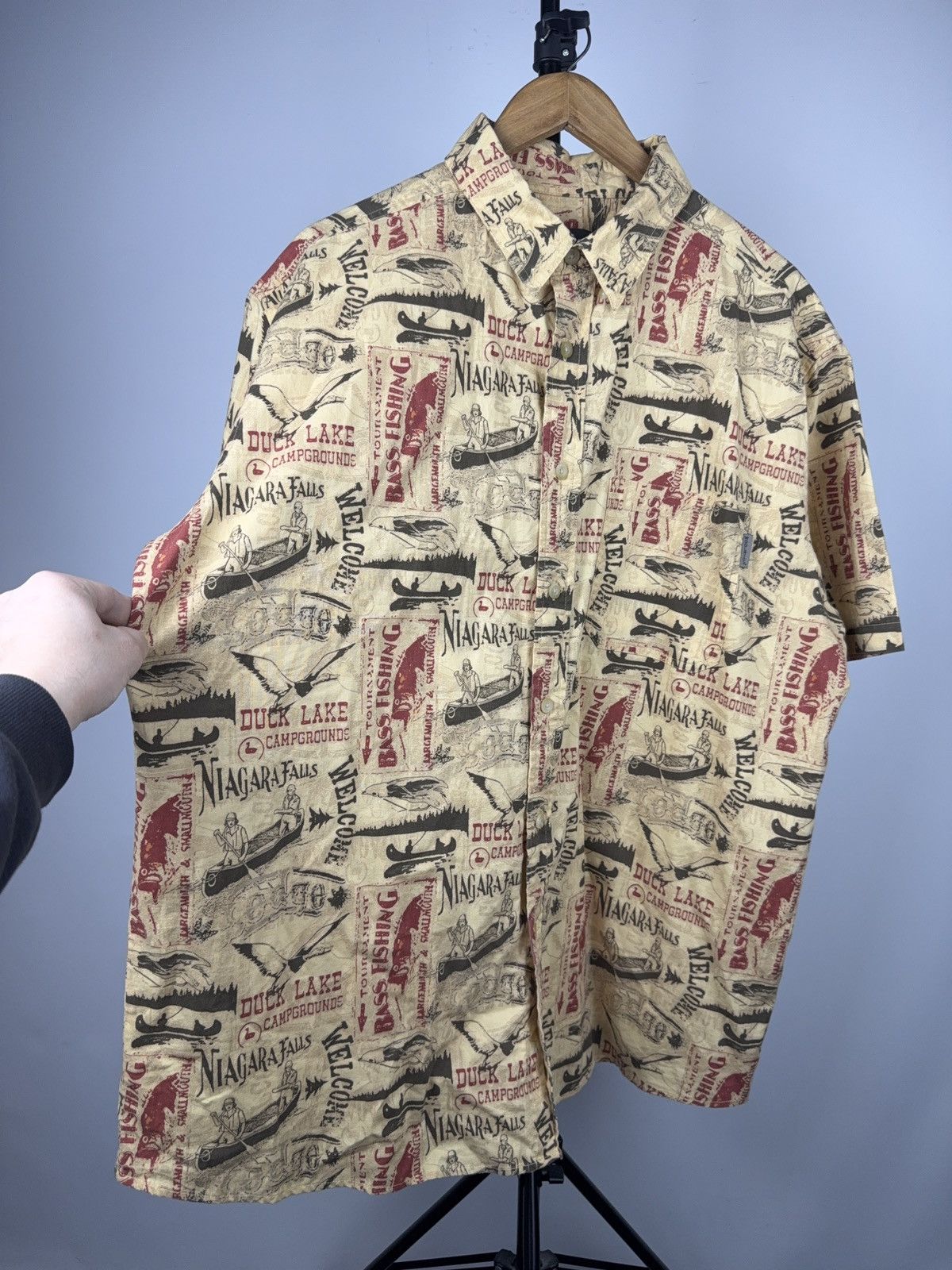 Woolrich Woolen Mills 00s Vintage USA Y2K Woolrich Niagara Falls Camp Print Shirt Size US XL / EU 56 / 4 - 4 Thumbnail