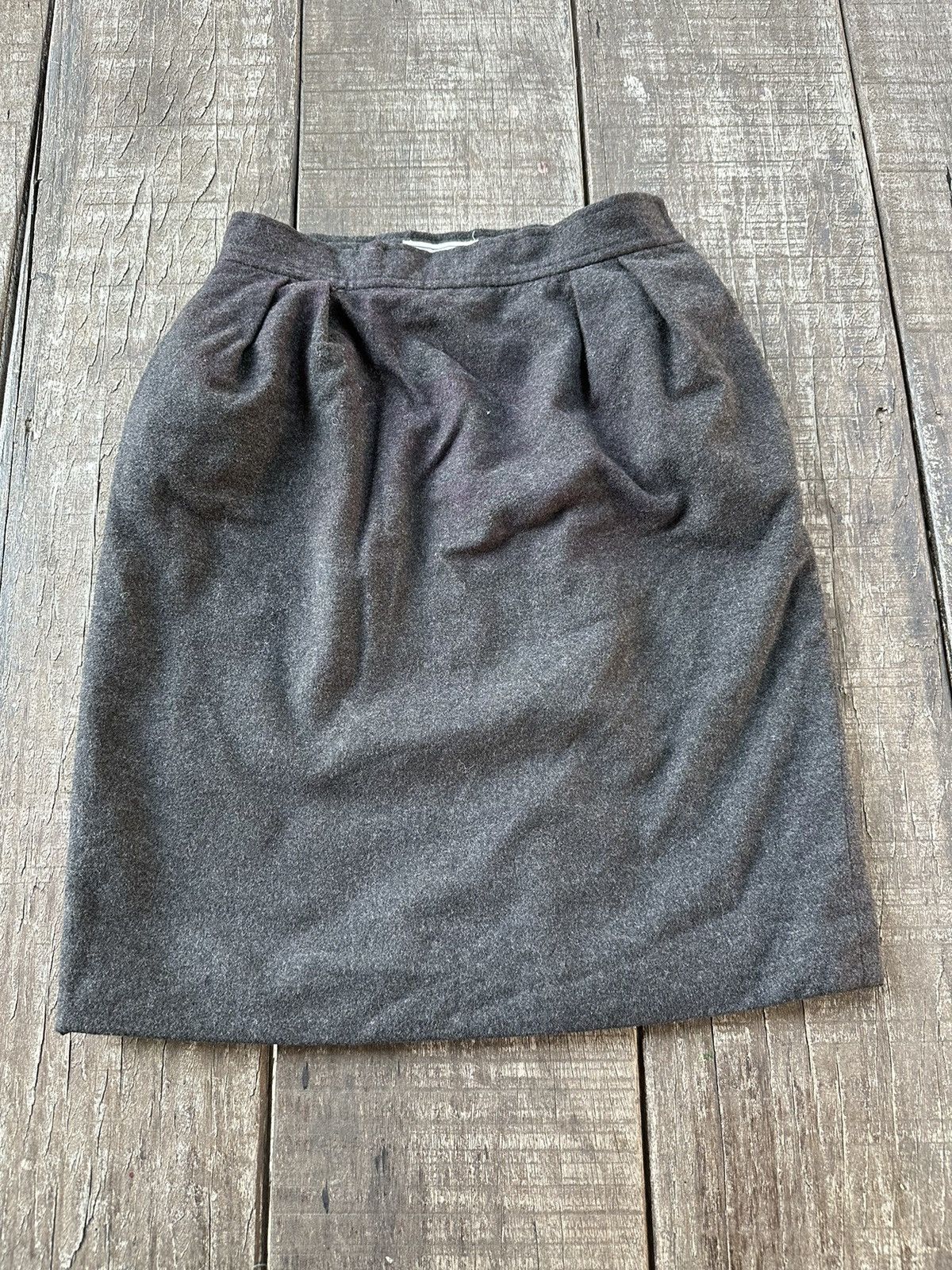 image of Vintage x YVES Saint Laurent Wool Mini Skirt in Grey, Women's (Size 24)