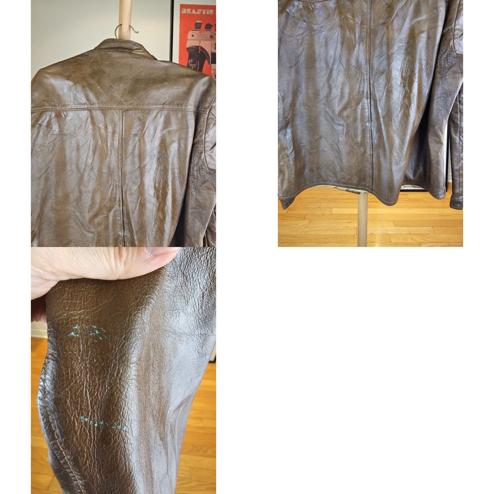 Harley Davidson VINTAGE Harley-Davidson AMF BROWN CAFE RACER MOTORCYCLE LEATHER JACKET SZ 46 Mens Jacket Brown 70s Bomber Style Bazaar Size US XXS / EU 40 - 10 Thumbnail
