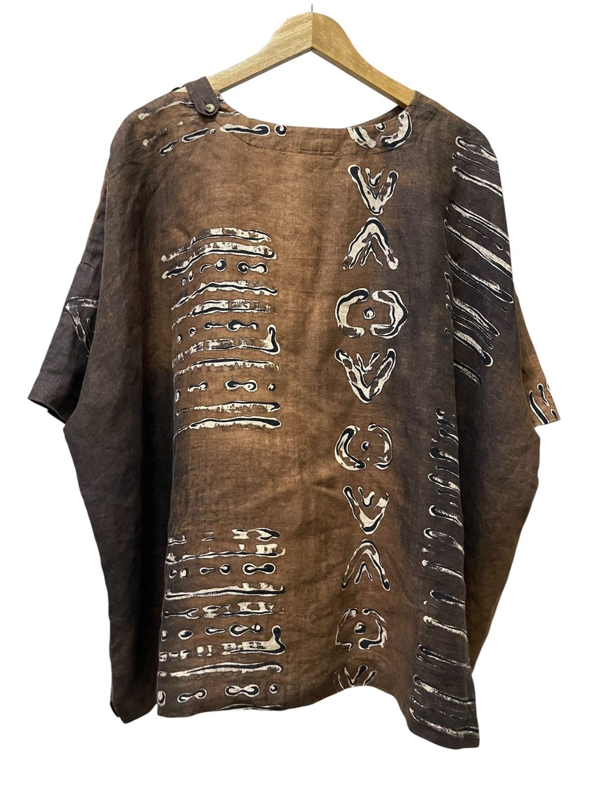 Vintage Vintage Eskandar Aboriginal Print Boat Neck 100%Line Tunic Size US XXL / EU 58 / 5 - 2 Thumbnail