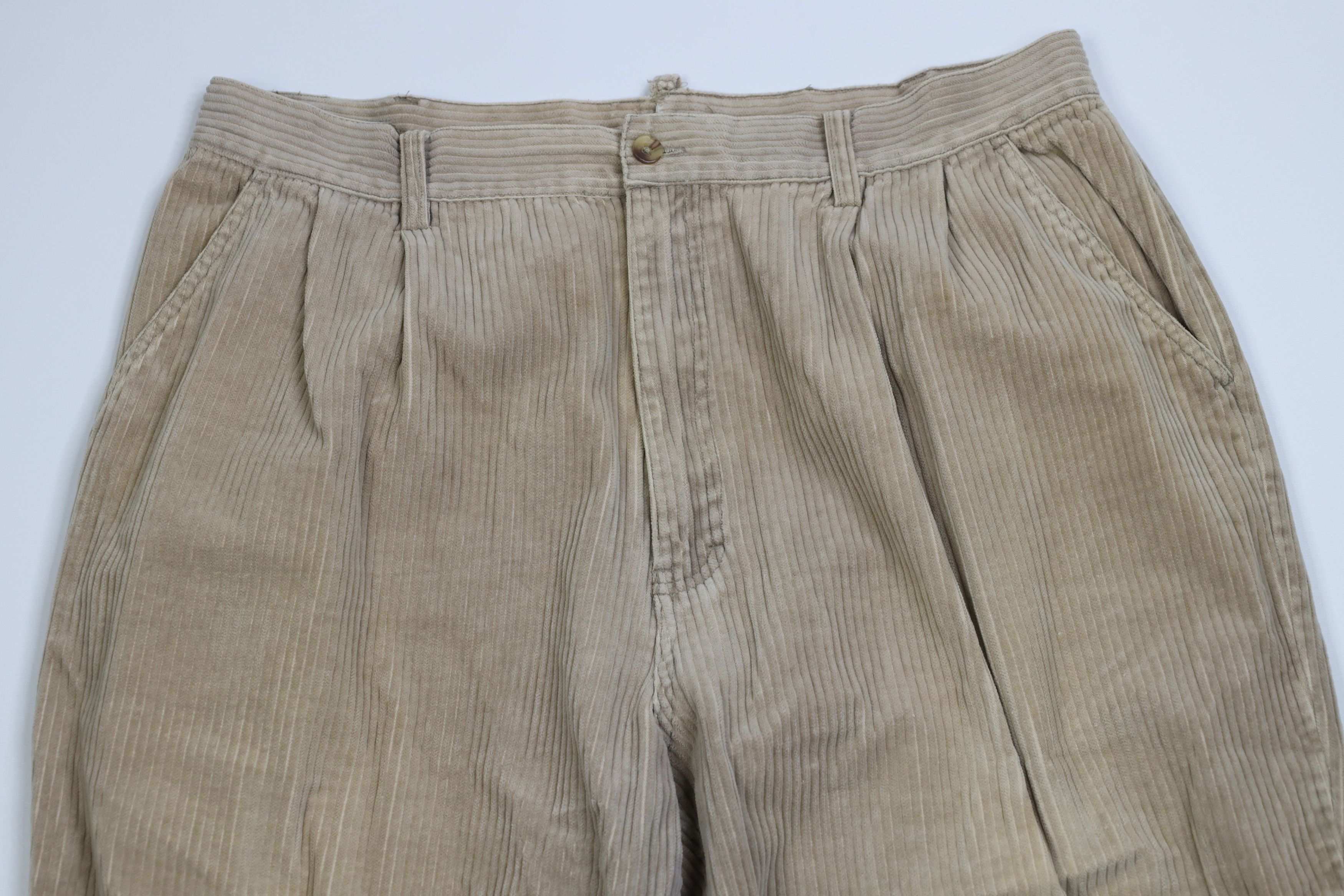 Vintage Vintage 90s Streetwear Relaxed Fit Corduroy Pants Khaki Size US 36 / EU 52 - 2 Thumbnail