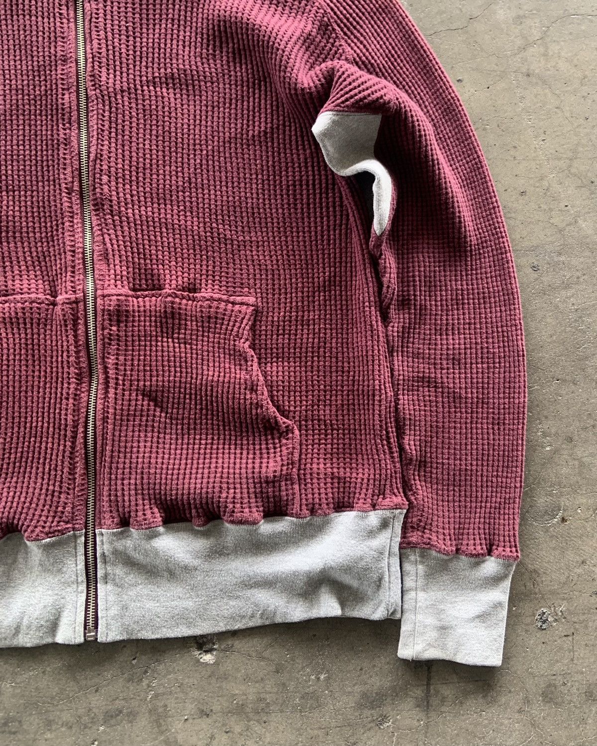 Japanese Brand × Woolrich Woolen Mills 1990s Woolrich Thermal Wear Burgundy Zip Up Hoodie Size US XL / EU 56 / 4 - 2 Thumbnail