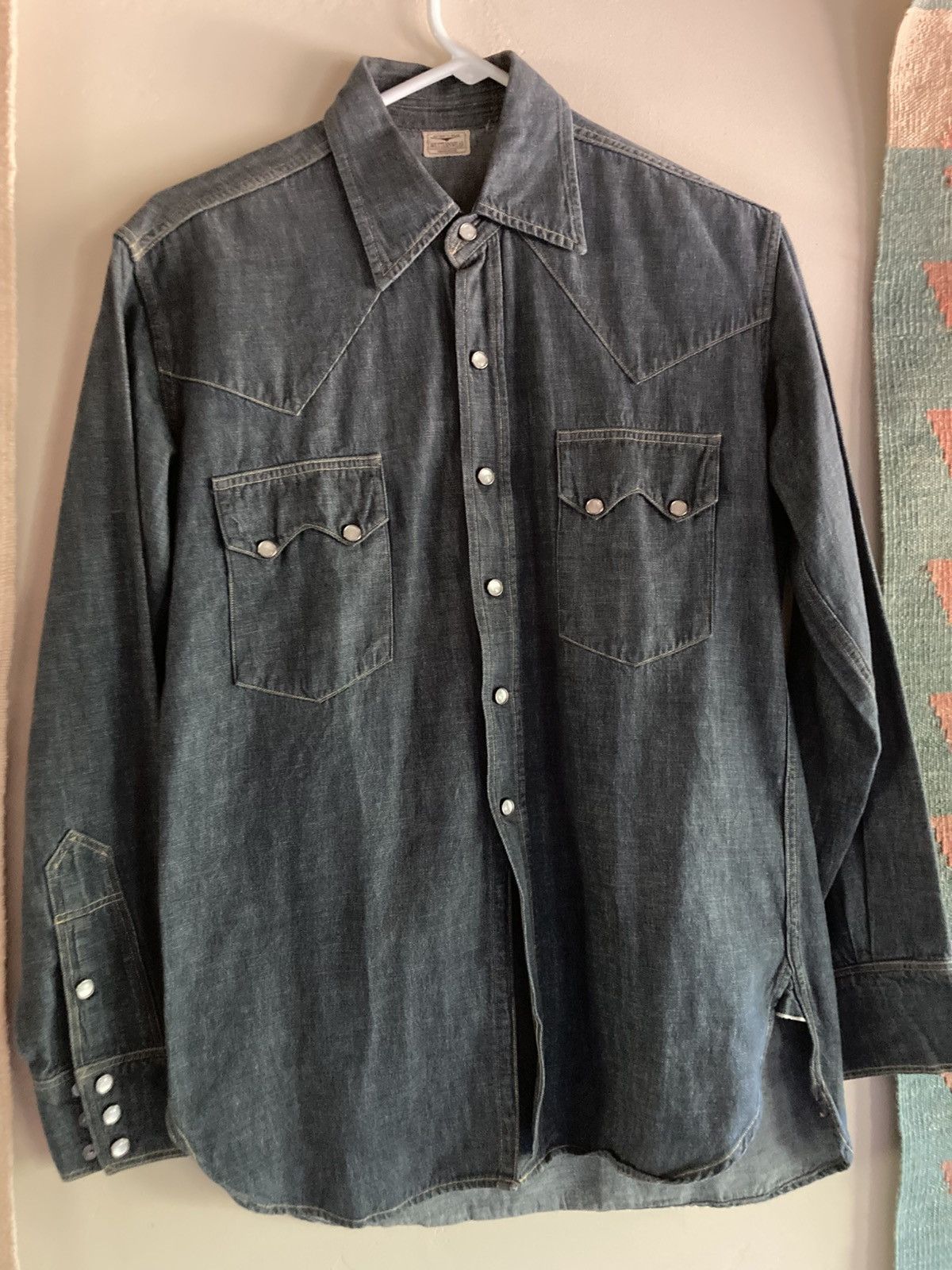 Warehouse & Co. Warehouse & Co Sawtooth Denim Western Shirt Size US M / EU 48-50 / 2 - 1 Thumbnail