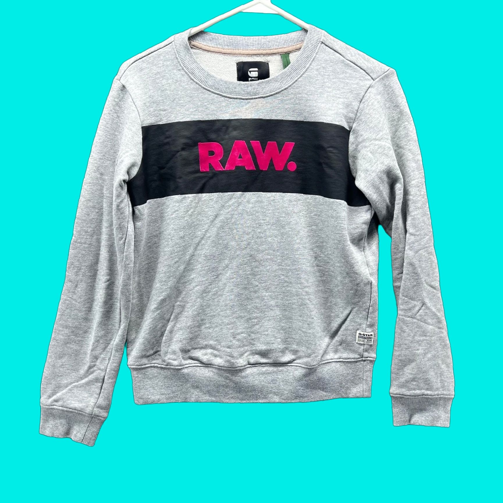 Vintage G STAR RAW Sweatshirt Womens XS Gray Crewneck RAW Logo Pullover Jumper Top Size XS / US 0-2 / IT 36-38 - 1 Thumbnail