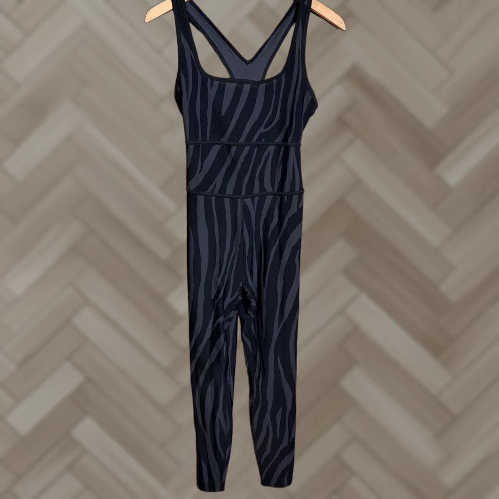 Diane von Furstenberg DVF Diane von Furstenberg Jumpsuit One-Piece Zebra Print Black Womens S Nylon Spandex Activewear Casual Streetwear 90s Modern Athleisure Size 28" / US 6 / IT 42 - 1 Thumbnail