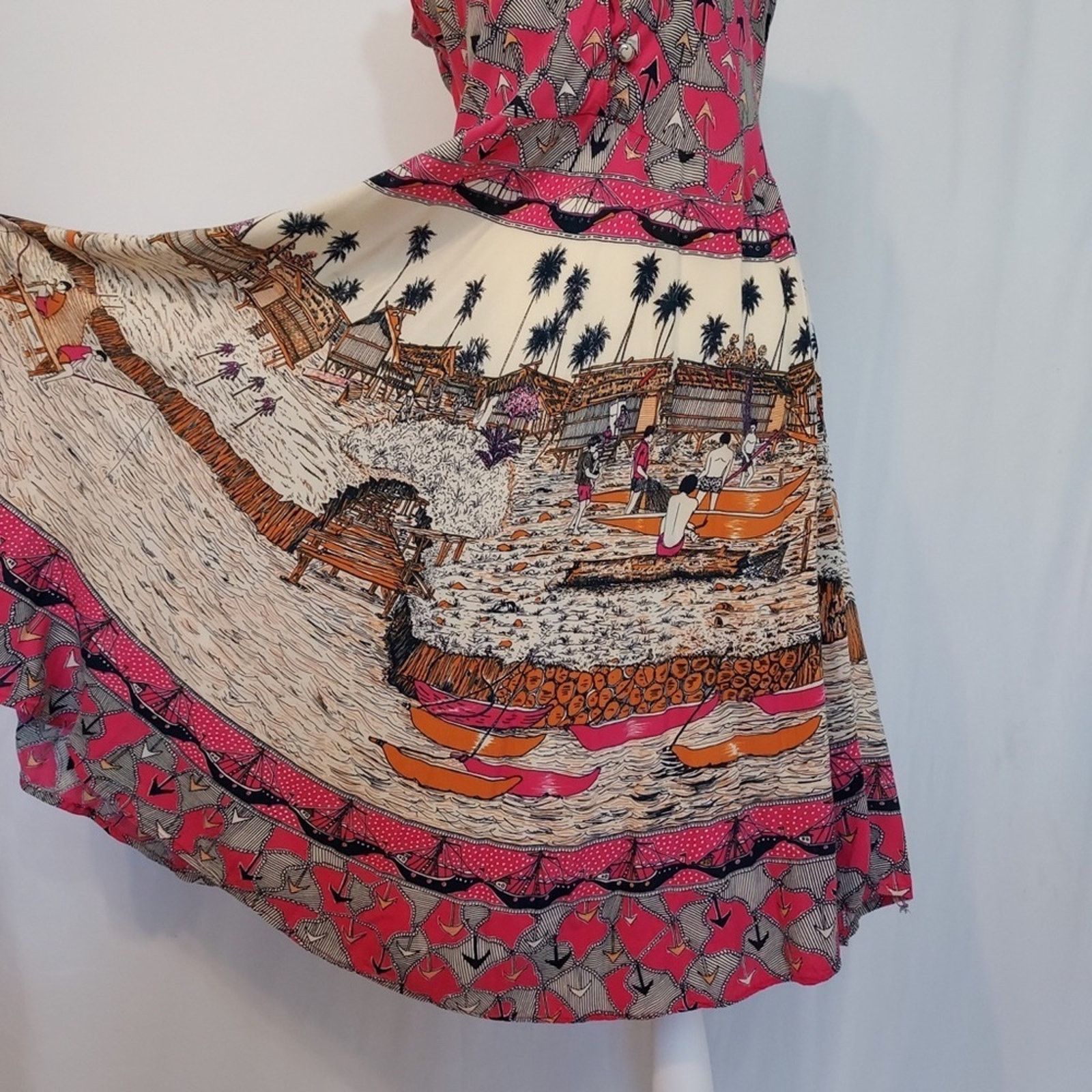 Other Sari Busana Batik Multicolor Asymmetrical Midi Dress Size M / US 6-8 / IT 42-44 - 4 Thumbnail