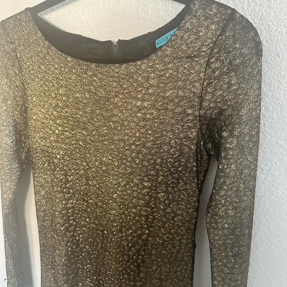Designer Alice + Olivia Selma Metallic Bronze Bodycon Dress Small Size S / US 4 / IT 40 - 4 Thumbnail