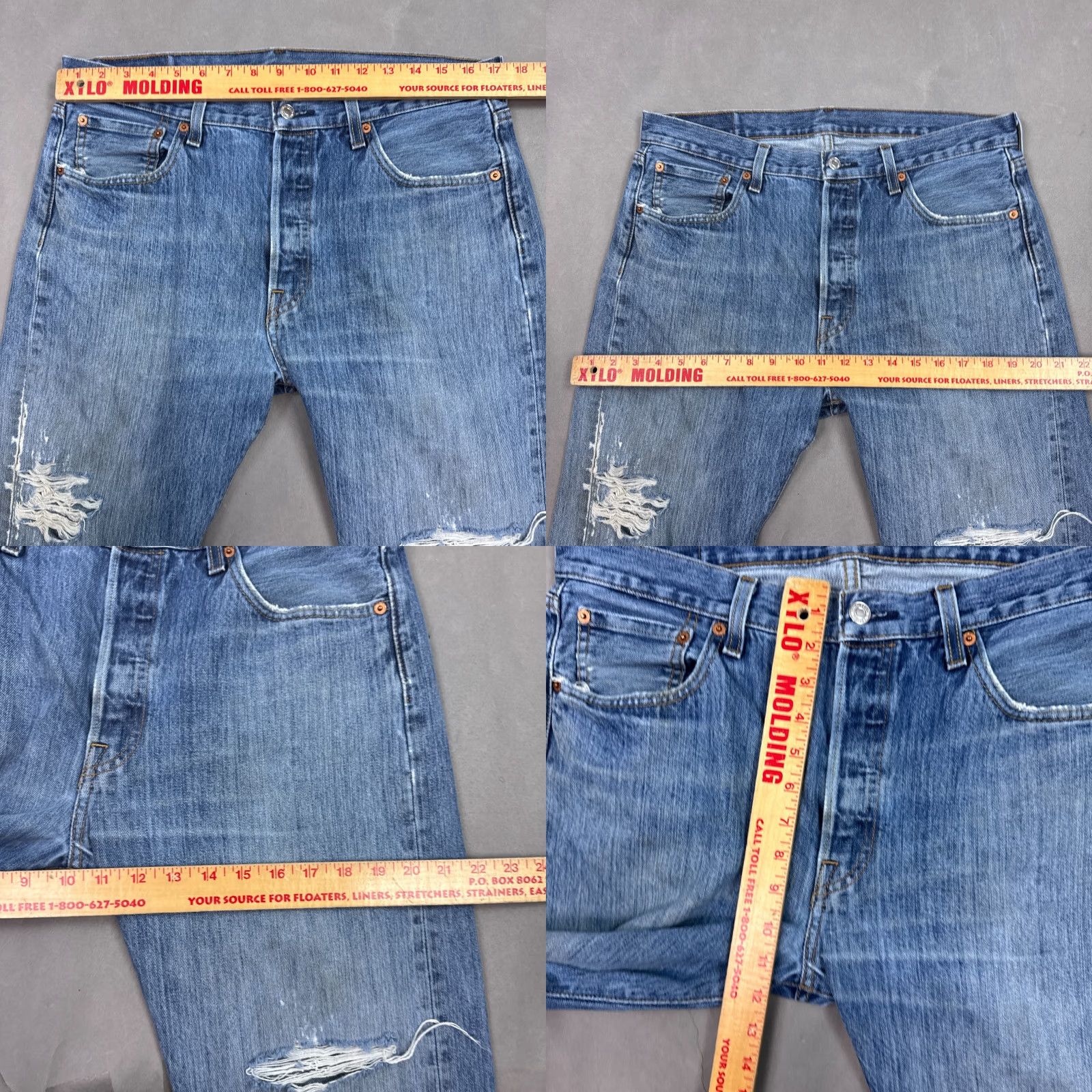 Levi's VINTAGE Levi's 501 Jeans Mens 34x32 Blue Distressed Button Fly Denim Pants Classic Straight Regular 34 Blue Mens Size US 34 / EU 50 - 9 Thumbnail
