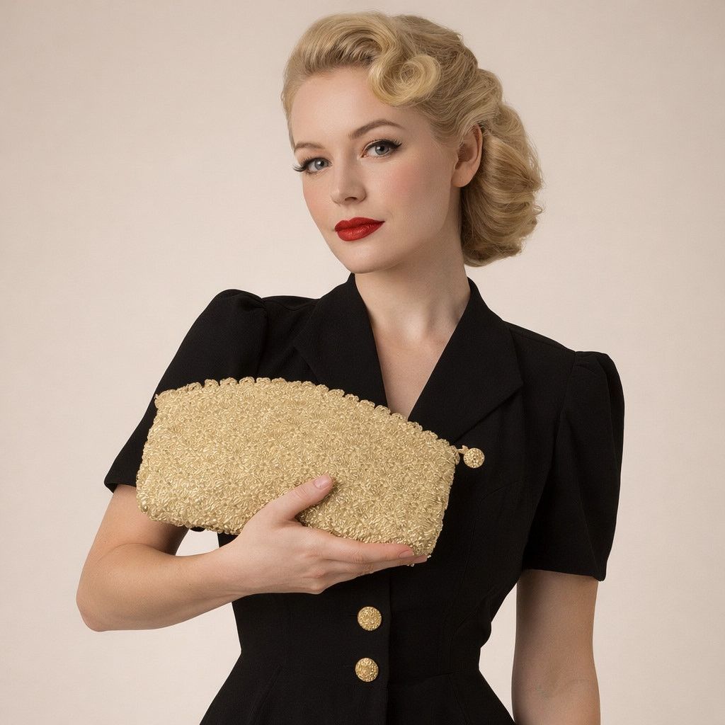 Vintage Vintage 40s Antique Champagne Cream Crochet Lucite Clutch Size ONE SIZE - 1 Thumbnail