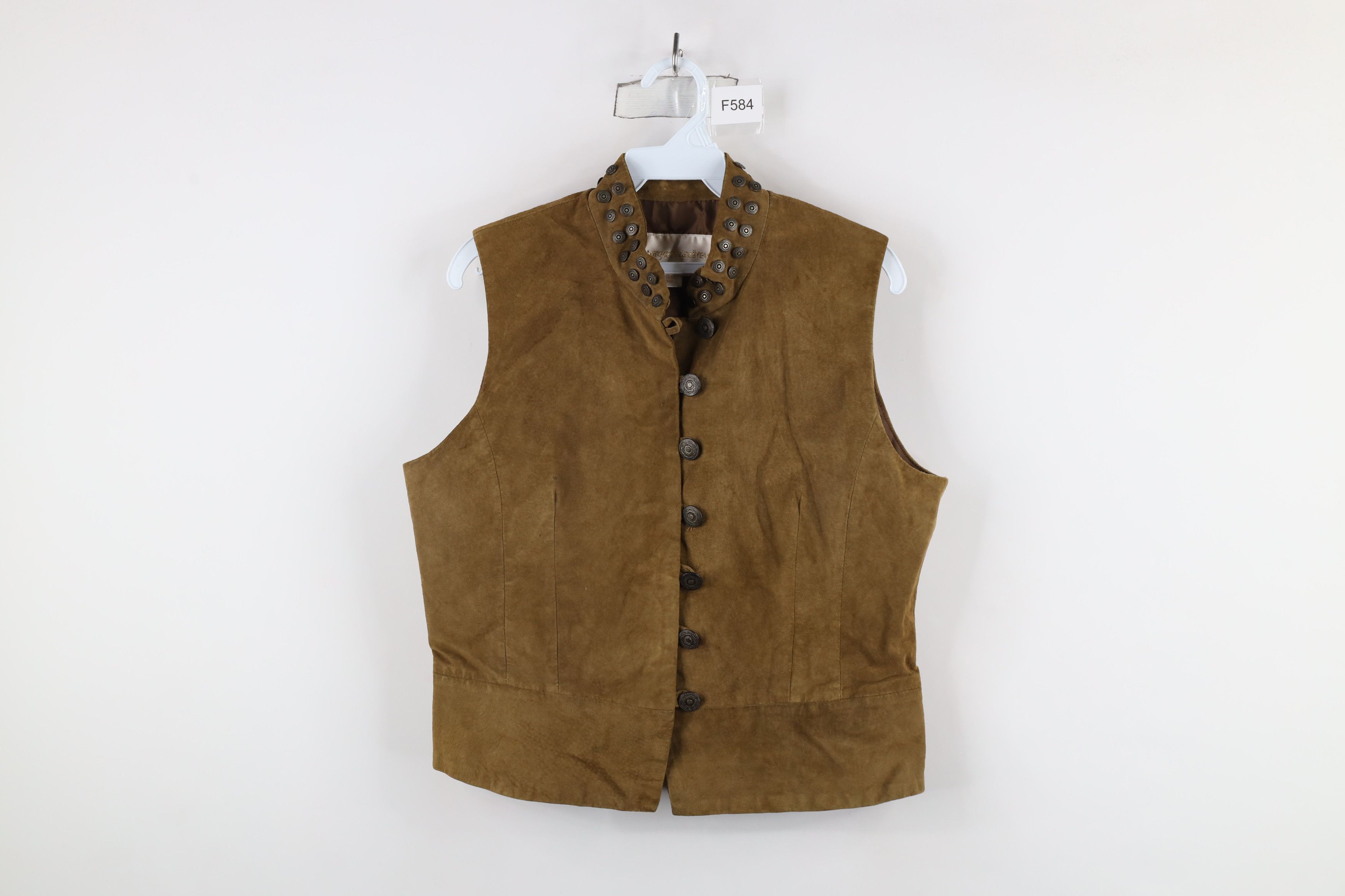 Vintage Vintage 90s Streetwear Suede Leather Military Style Vest Size S / US 4 / IT 40 - 1 Thumbnail