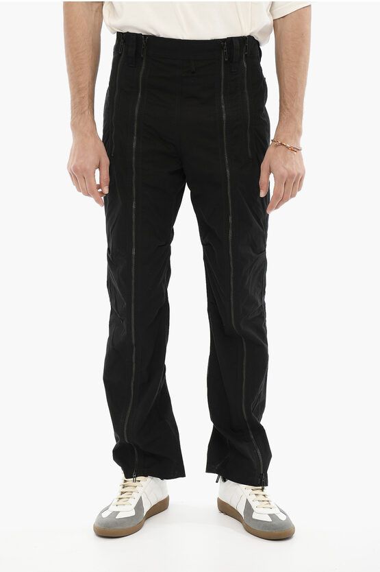 image of 032C Lightweight Cotton Pants With Zip Detail in Black, Men's (Size 32)