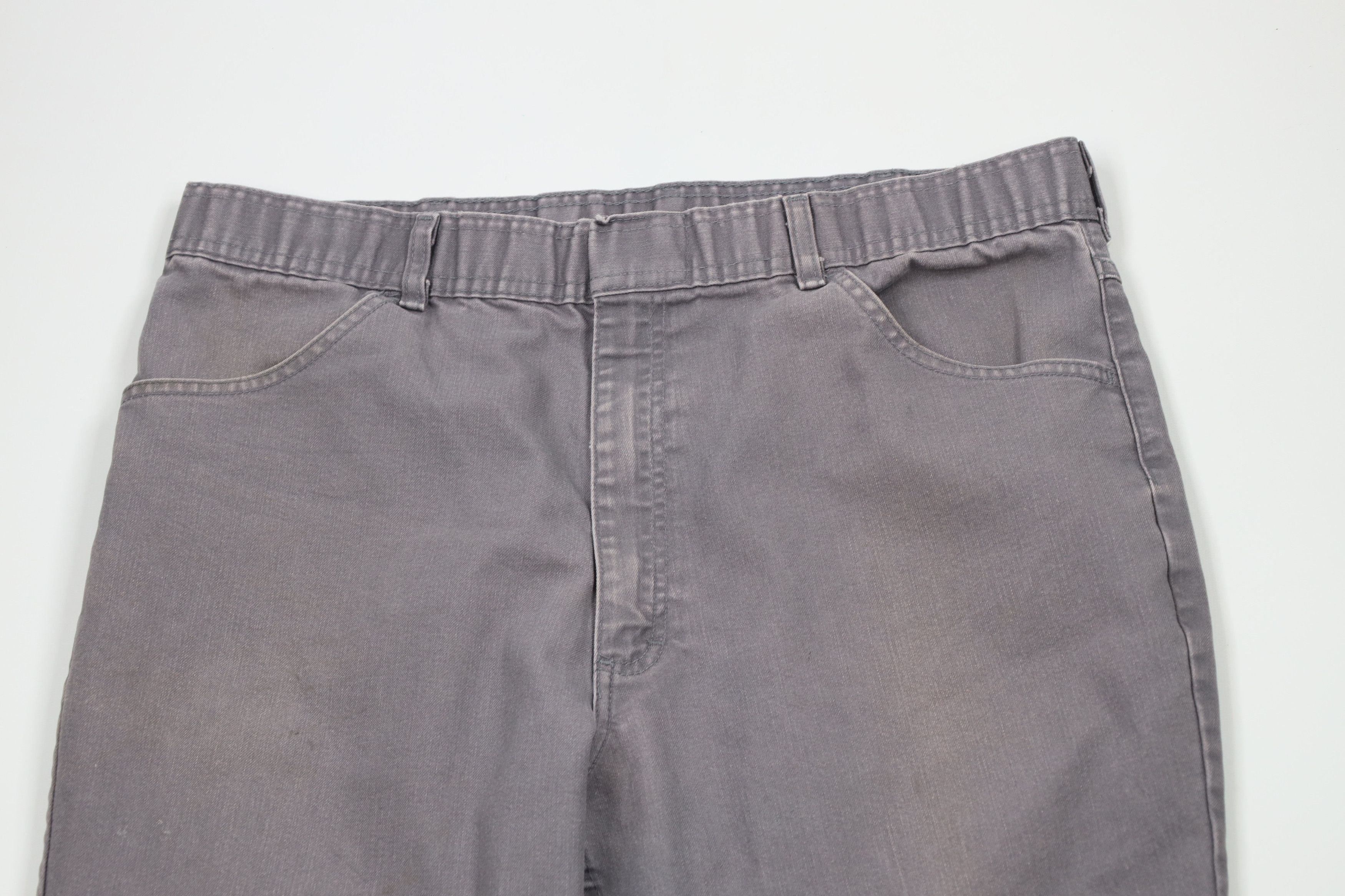 Vintage Vintage 70s Streetwear Wide Leg Canvas Denim Jeans Gray Size US 36 / EU 52 - 2 Thumbnail