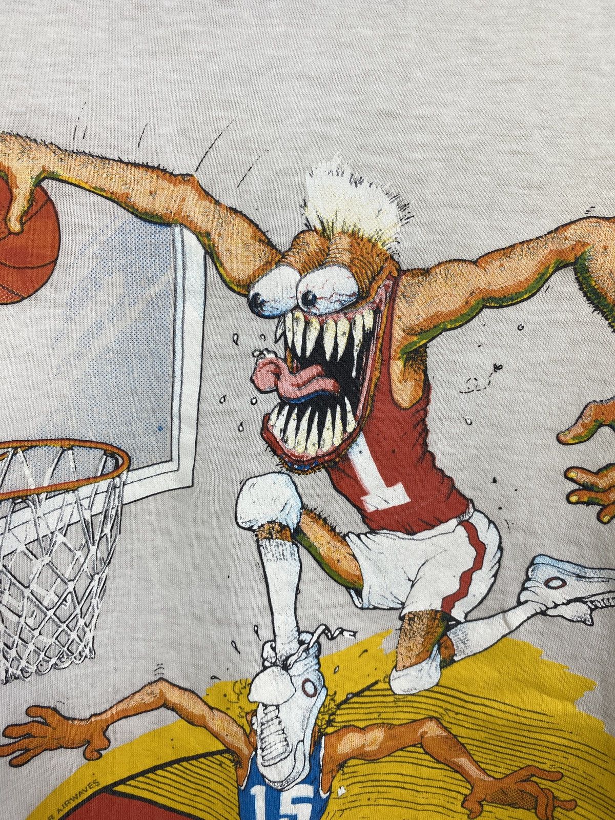NBA 🇺🇸🏀 Vintage 1988 Art Airwaves Hang Time Rare Retro T-Shirt Size US L / EU 52-54 / 3 - 6 Thumbnail