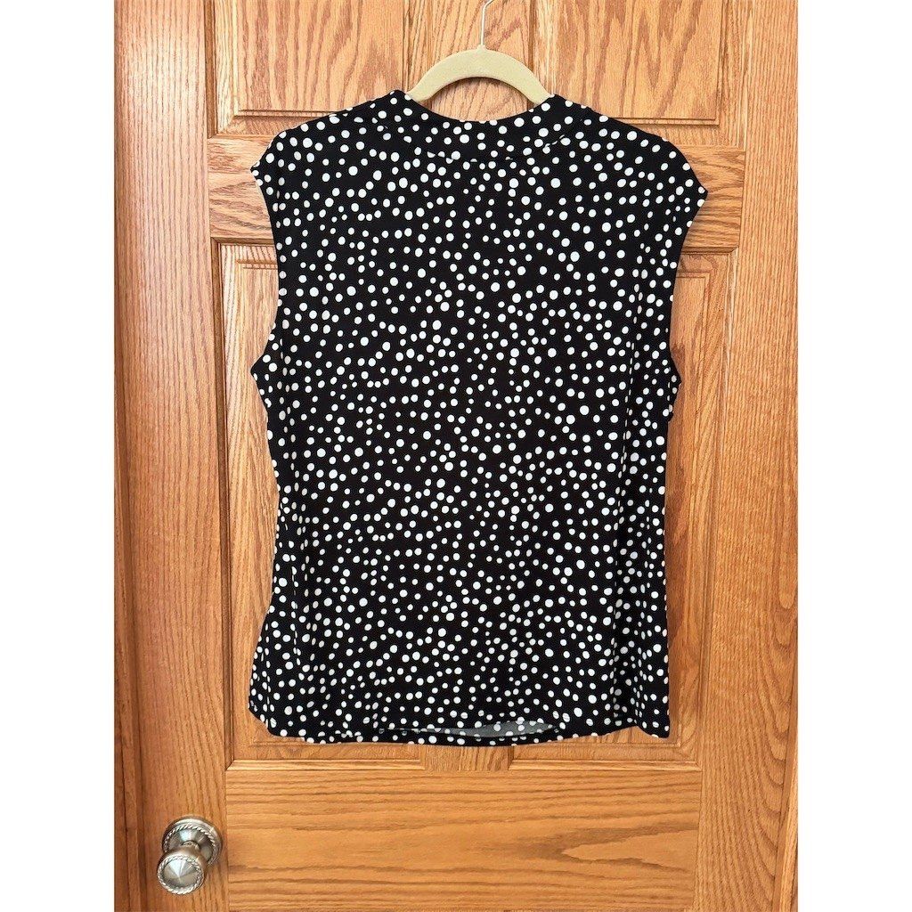 Kasper Kasper Blouse Womens XL Black & White Polka Dot Sleeveless Size XL / US 12-14 / IT 48-50 - 2 Thumbnail