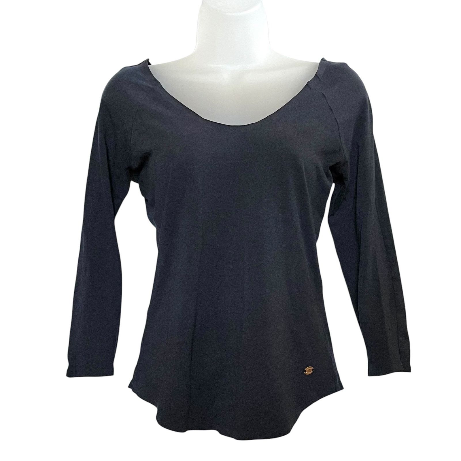 Adolfo Dominguez Adolfo Dominguez Navy Blue Scoop Neck 3/4-Sleeve Tee Top Size XS / US 0-2 / IT 36-38 - 2 Thumbnail