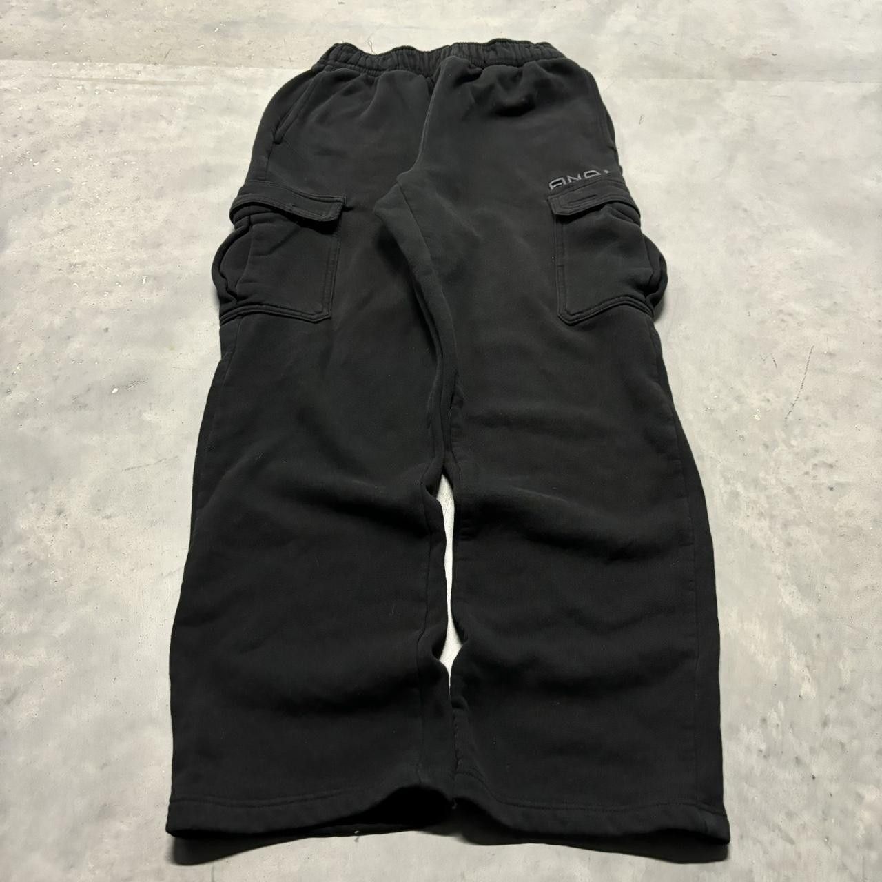 Japanese Brand × Vintage Crazy Vintage Y2K/2000s Black Essential Skater Cargo Sweatpants! Size US 30 / EU 46 - 2 Thumbnail